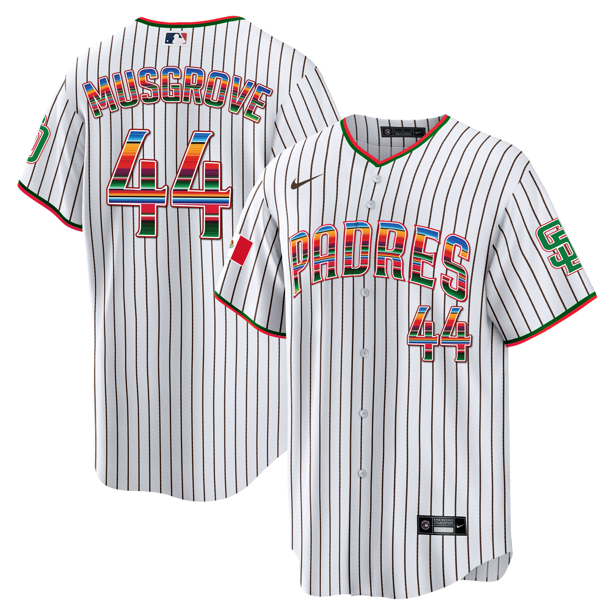 Joe Musgrove Men's San Diego Padres Mexico Cool Base Limited Pinstripe Jersey - All Stitched
