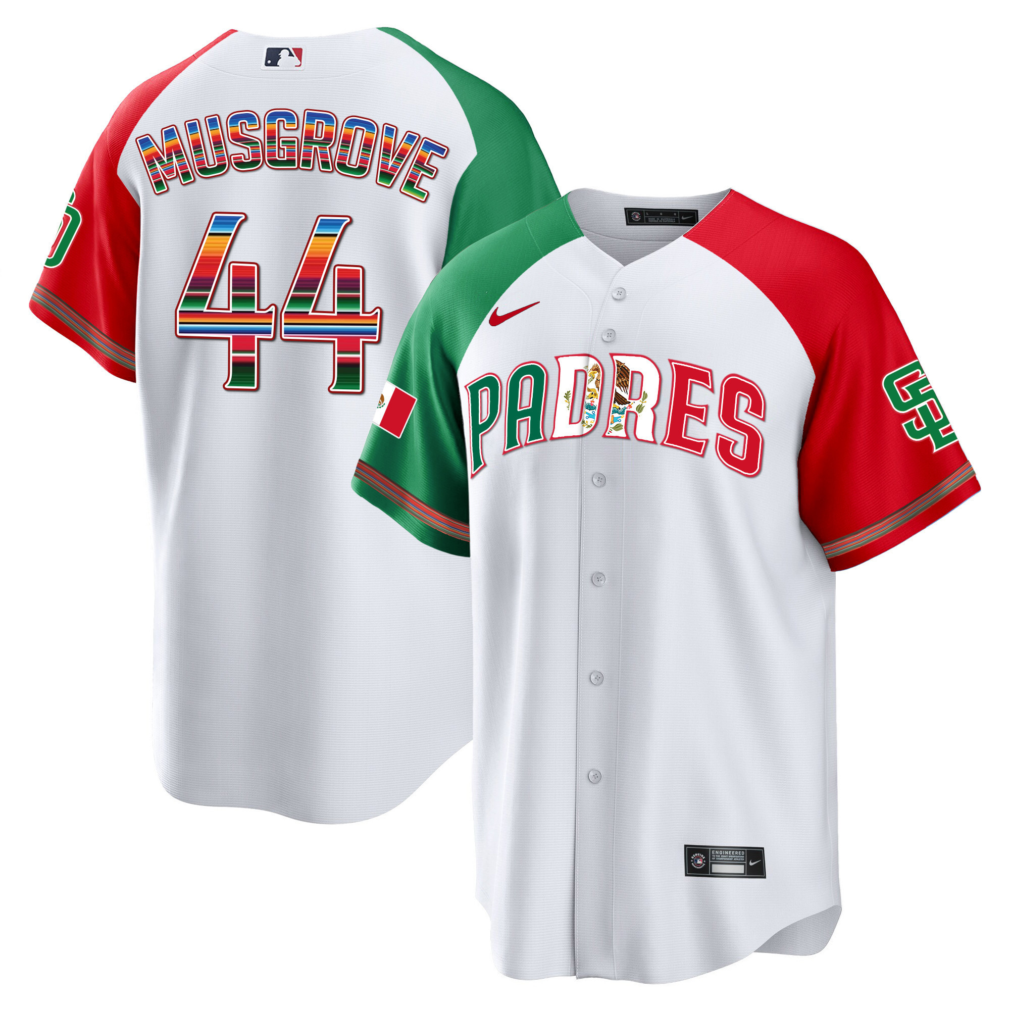 Joe Musgrove Men's San Diego Padres Mexico Cool Base Limited V2 Alternate Jersey - All Stitched