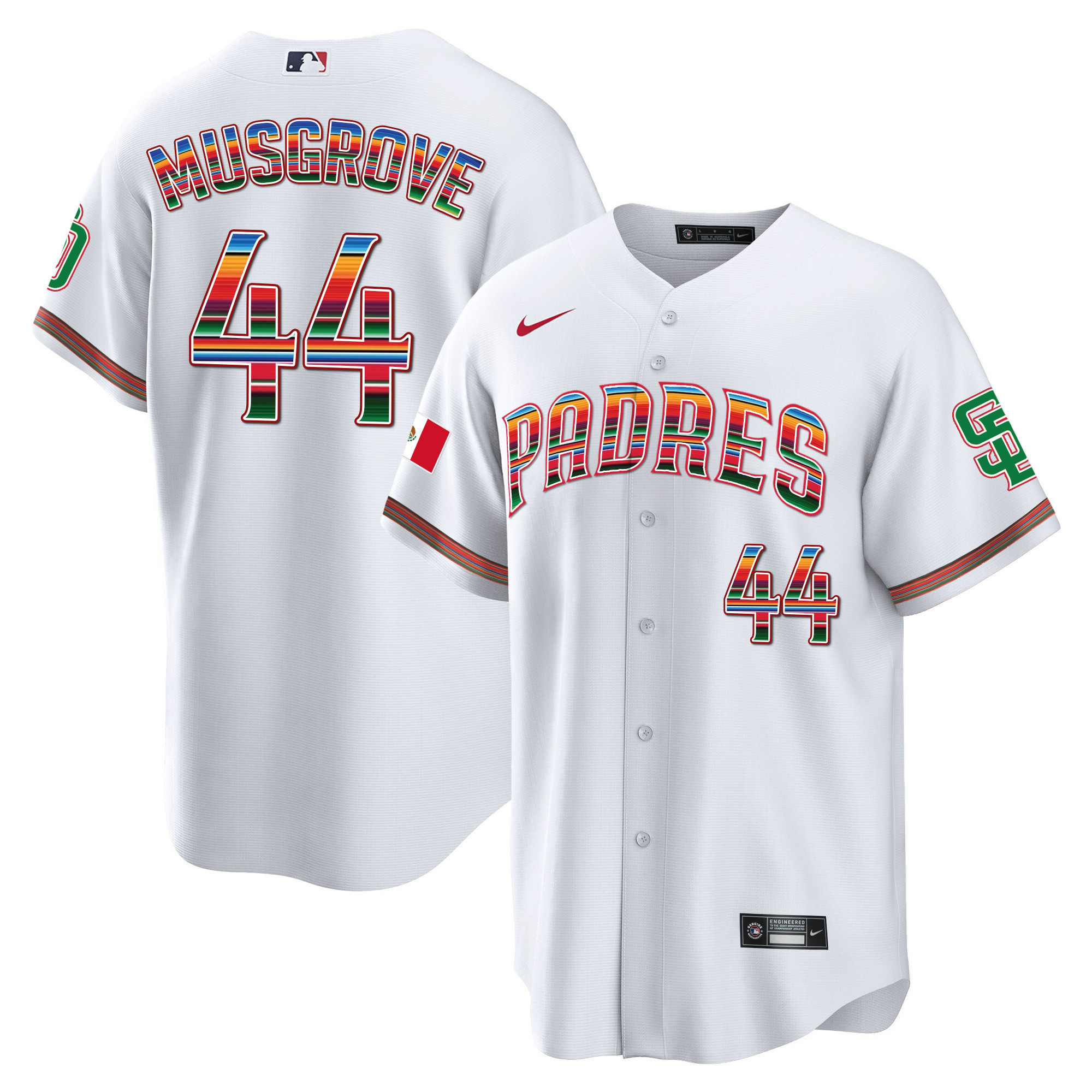 Joe Musgrove Men's San Diego Padres Mexico Cool Base Limited White Jersey - All Stitched