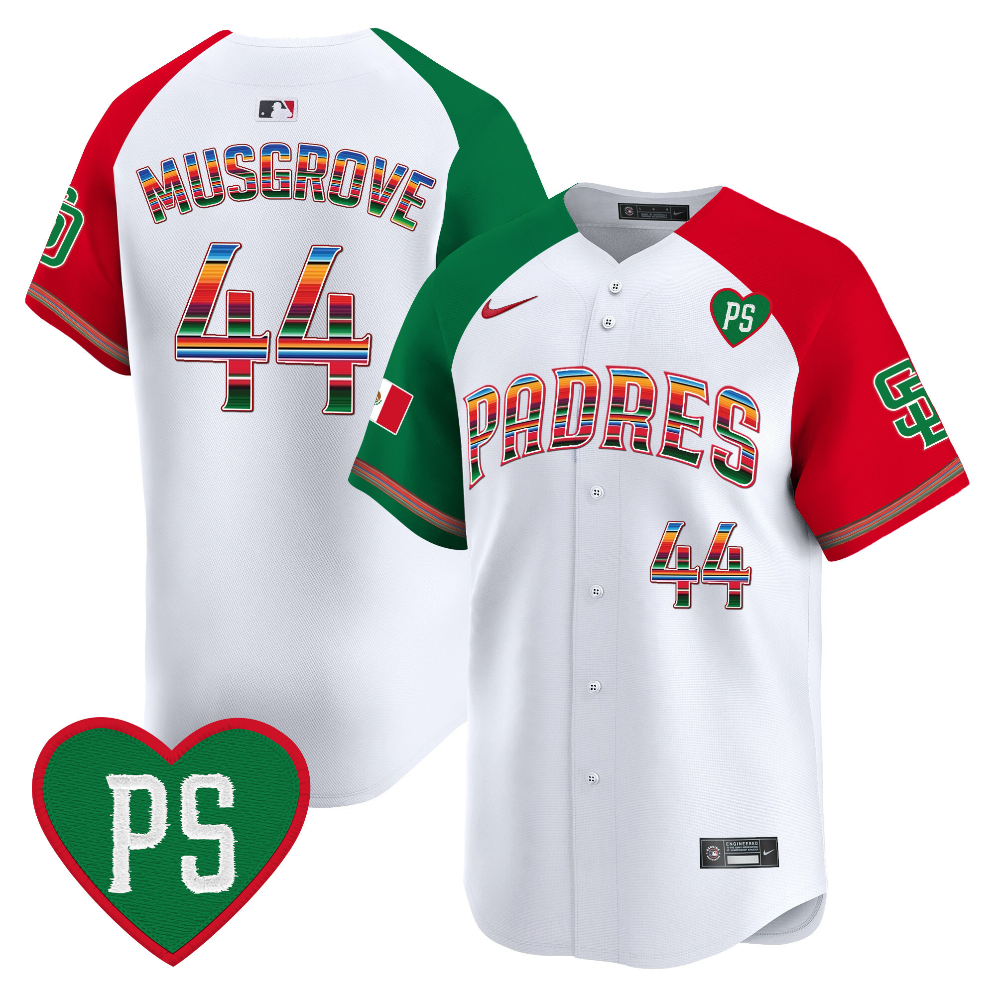 Joe Musgrove Men's San Diego Padres Mexico "For Peter" Patch Vapor Premier Limited Alternate Jersey - All Stitched