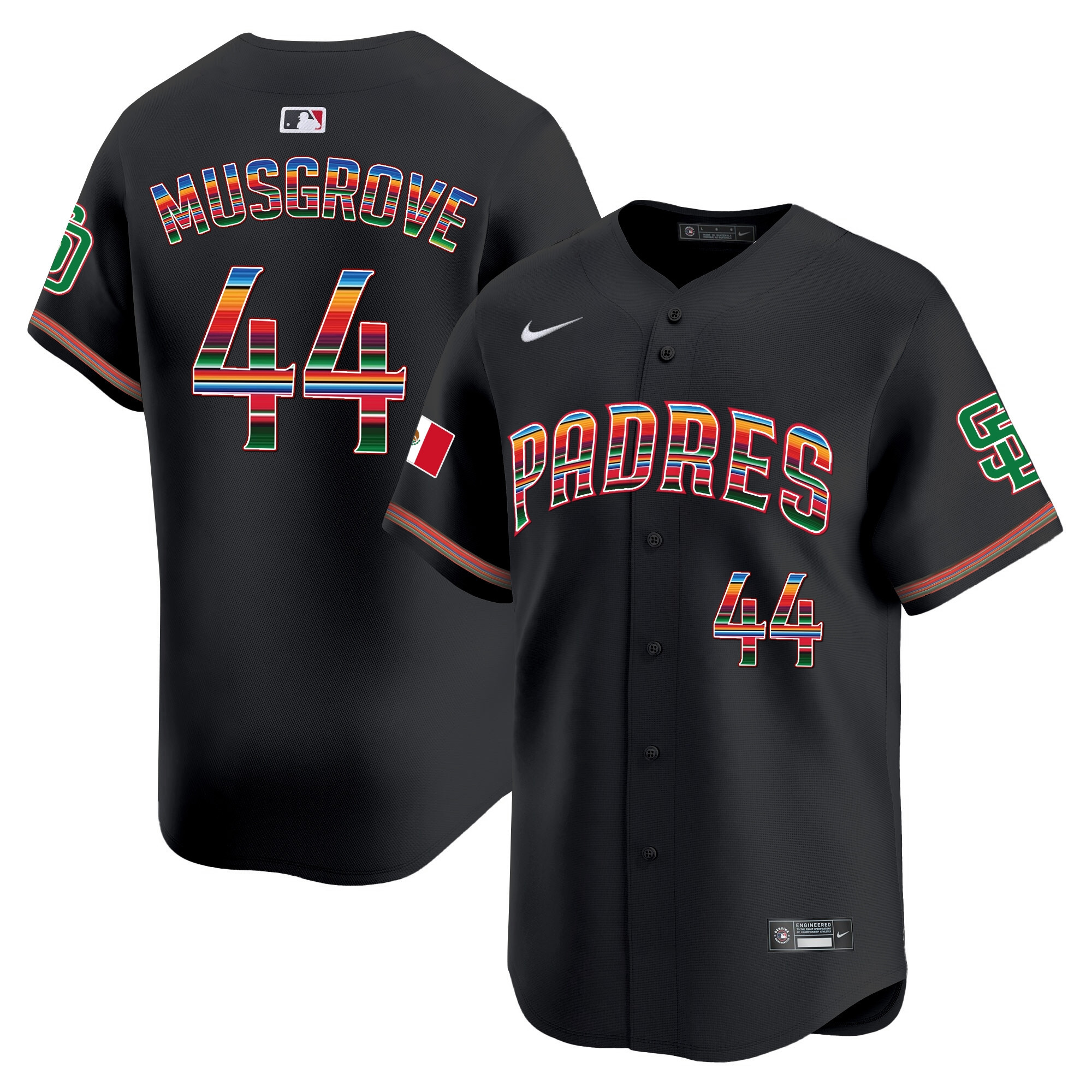 Joe Musgrove Men's San Diego Padres Mexico Premier Limited Black Jersey - All Stitched