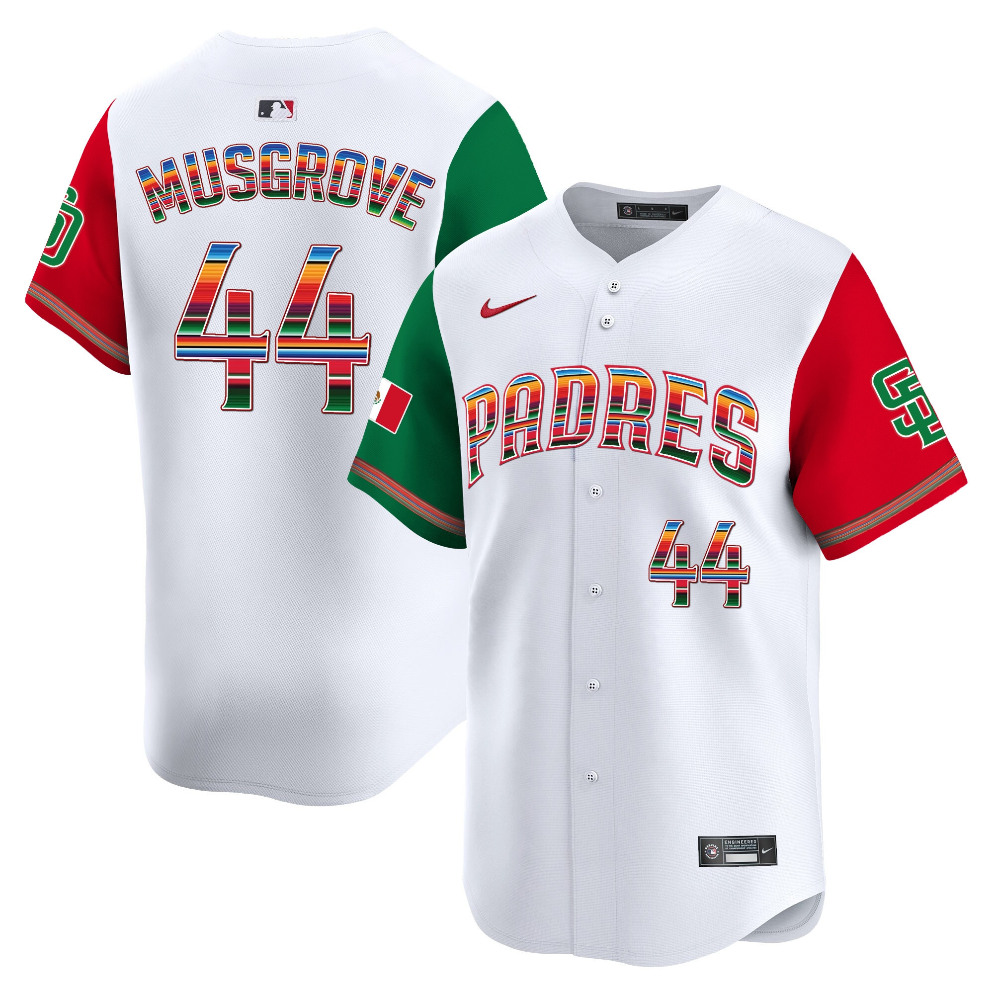 Joe Musgrove Men's San Diego Padres Mexico Premier Limited Color Sleeves Jersey - All Stitched