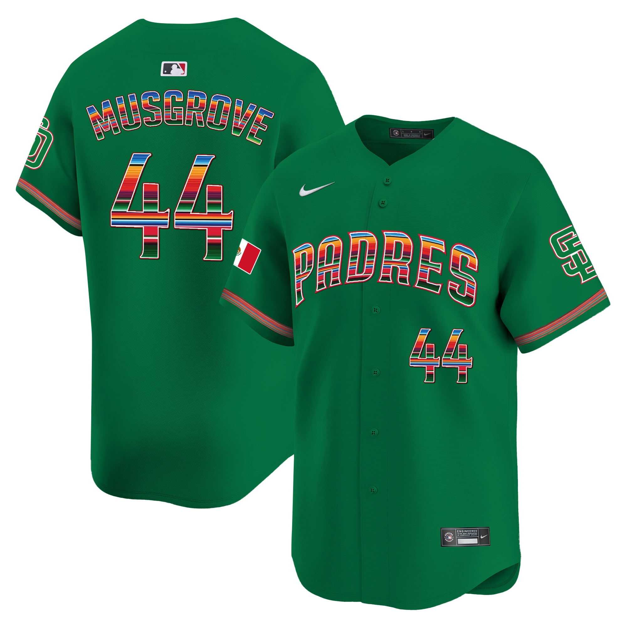 Joe Musgrove Men's San Diego Padres Mexico Premier Limited Green Jersey - All Stitched