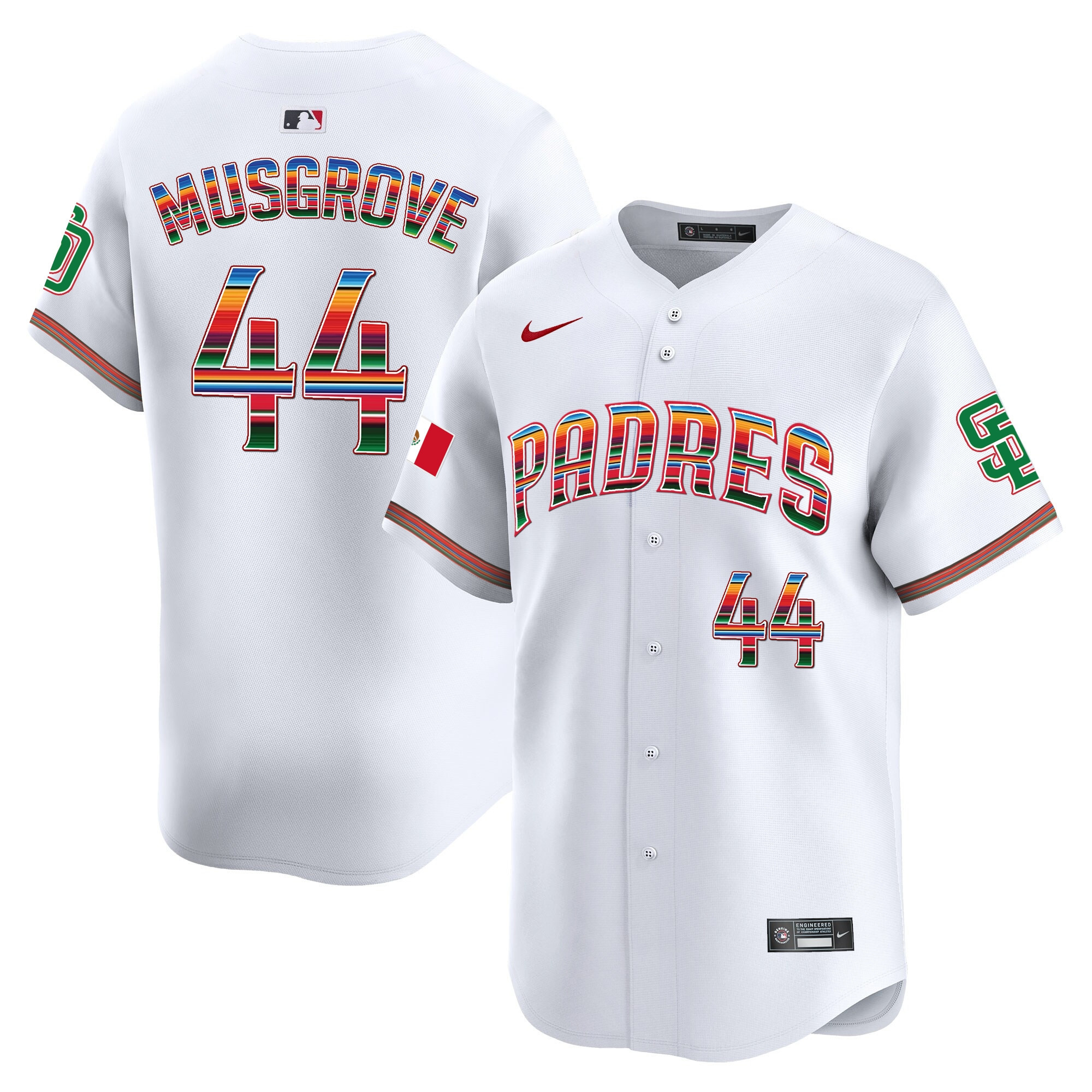 Joe Musgrove Men's San Diego Padres Mexico Premier Limited White Jersey - All Stitched