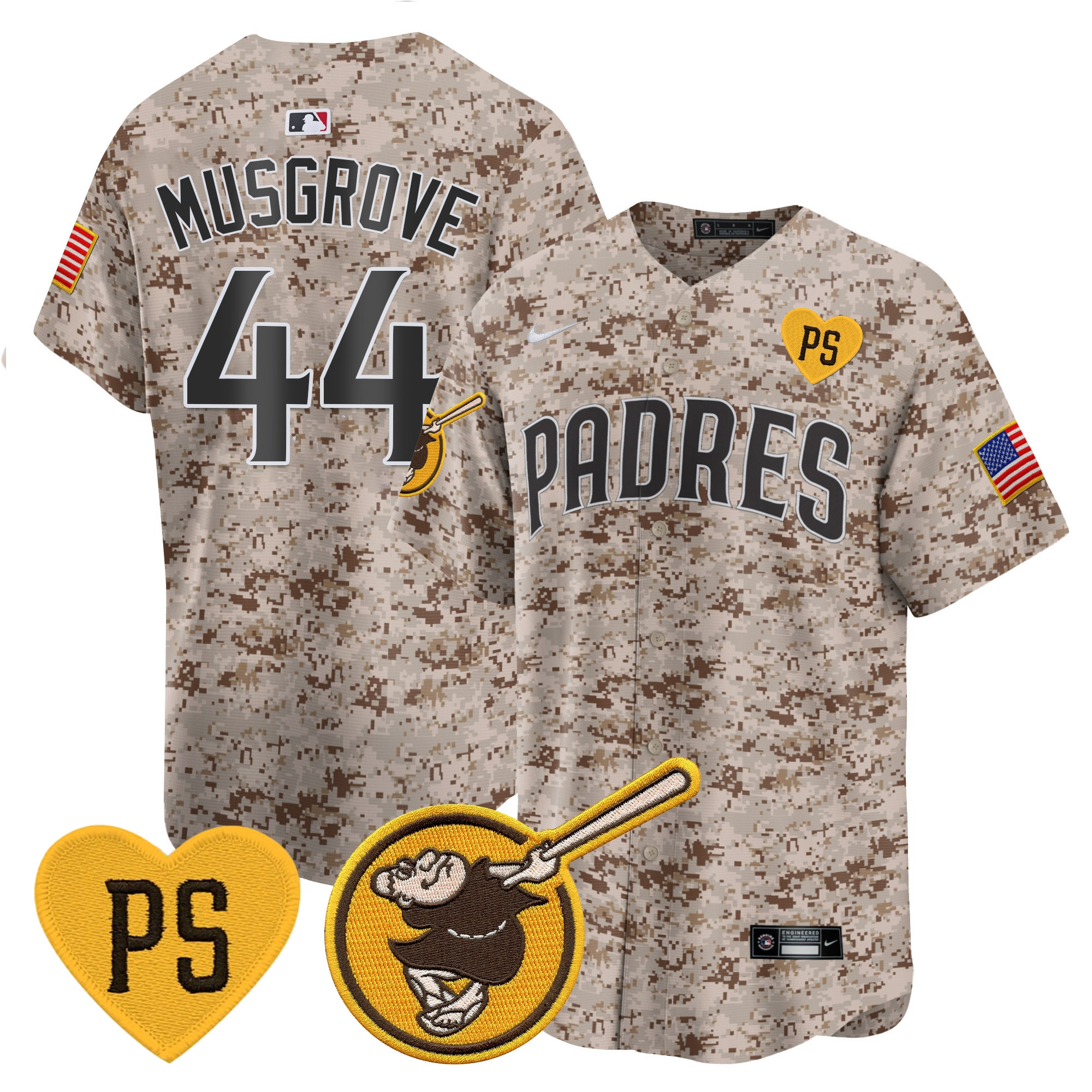Joe Musgrove Men's San Diego Padres USMC Alternate Vapor Premier Limited Desert Jersey - All Stitched