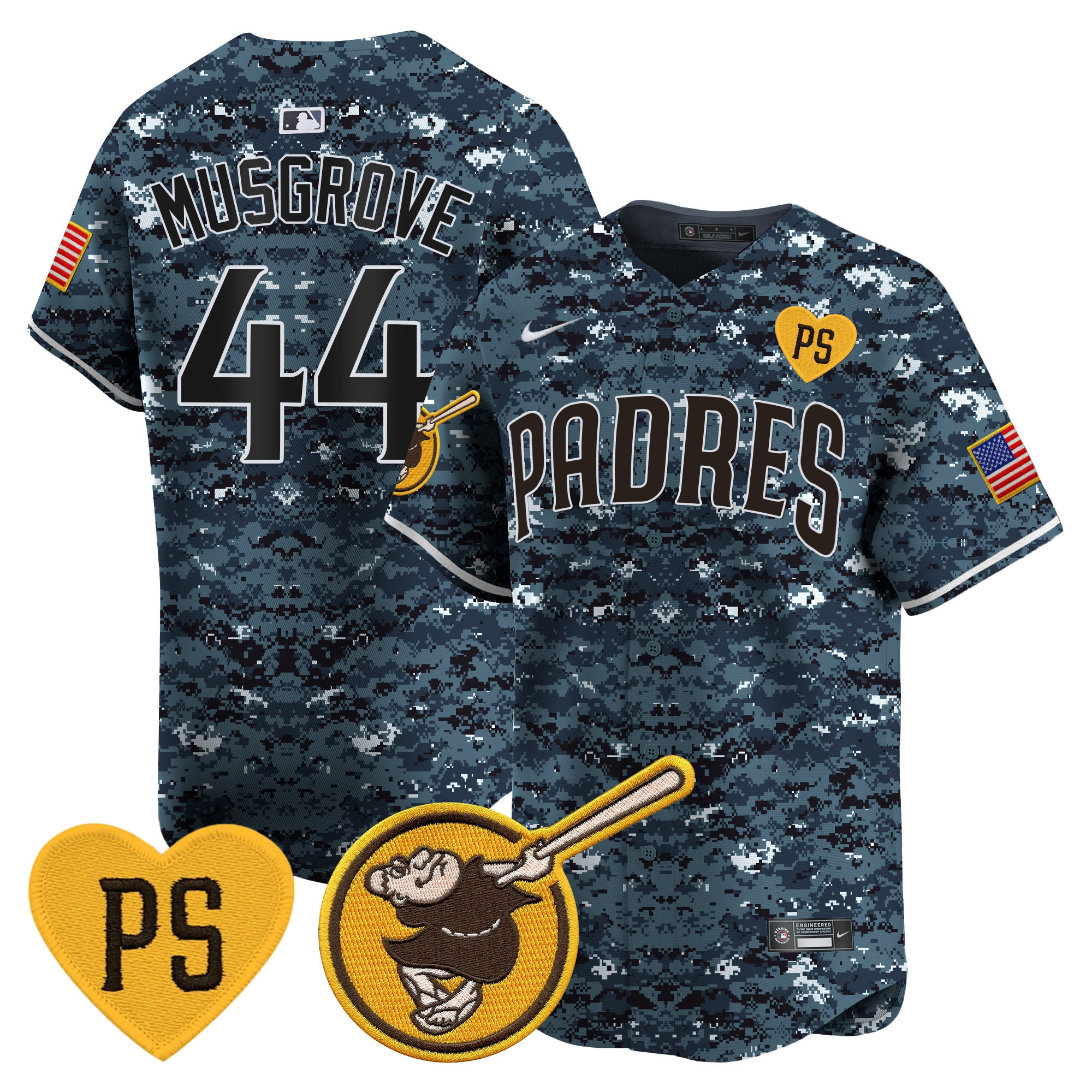 Joe Musgrove Men's San Diego Padres USMC Alternate Vapor Premier Limited Navy Jersey - All Stitched