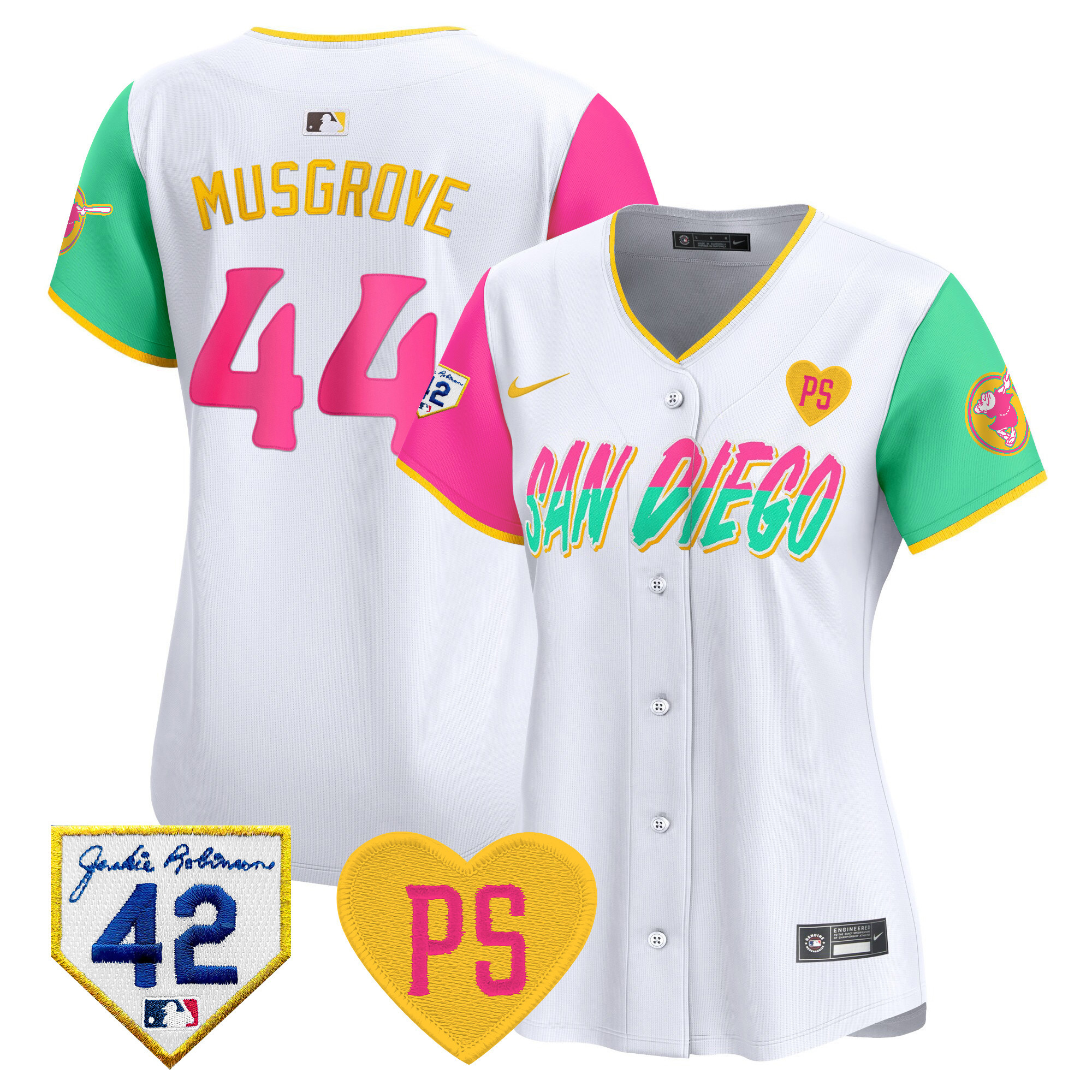 Joe Musgrove Women's San Diego Padres 2024 "For Peter" & Robinson Patch Vapor Premier Limited City Connect Jersey - All Stitched