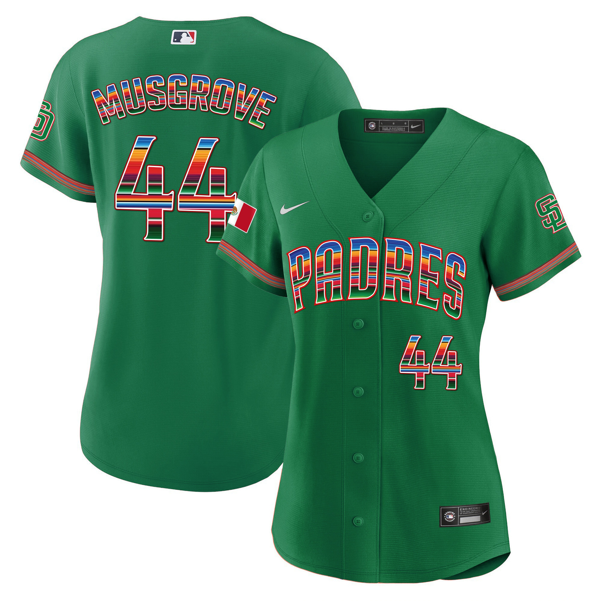 Joe Musgrove Women's San Diego Padres Mexico Cool Base Limited Green Jersey - All Stitched