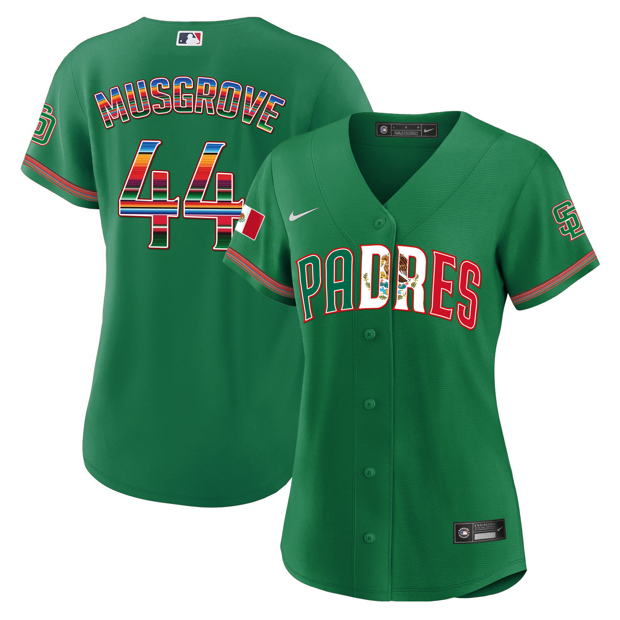 Joe Musgrove Women's San Diego Padres Mexico Cool Base Limited V2 Green Jersey - All Stitched