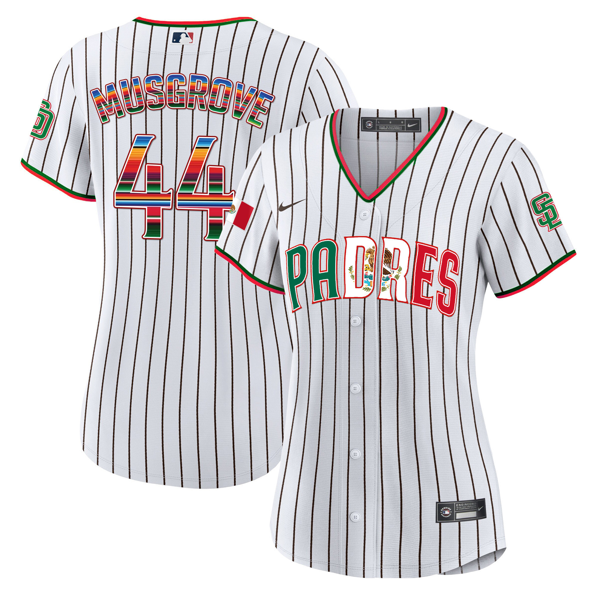 Joe Musgrove Women's San Diego Padres Mexico Cool Base Limited V2 Pinstripe Jersey - All Stitched
