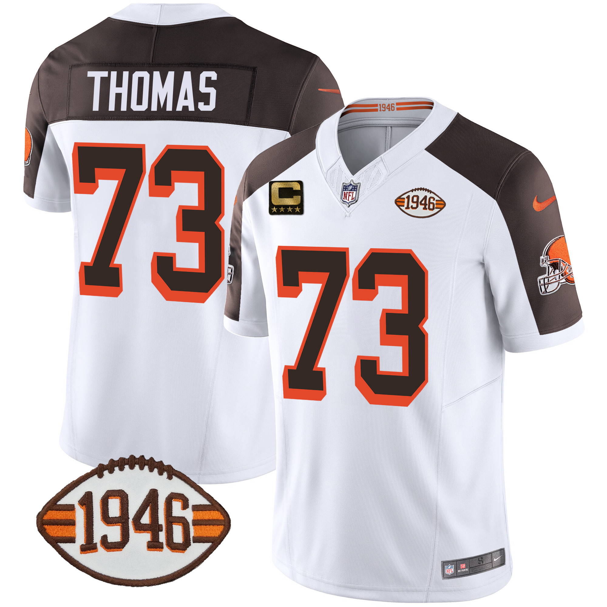 Joe Thomas Men's Cleveland Browns 1946 75th Anniversary Patch Inverted Jersey - All Stitched