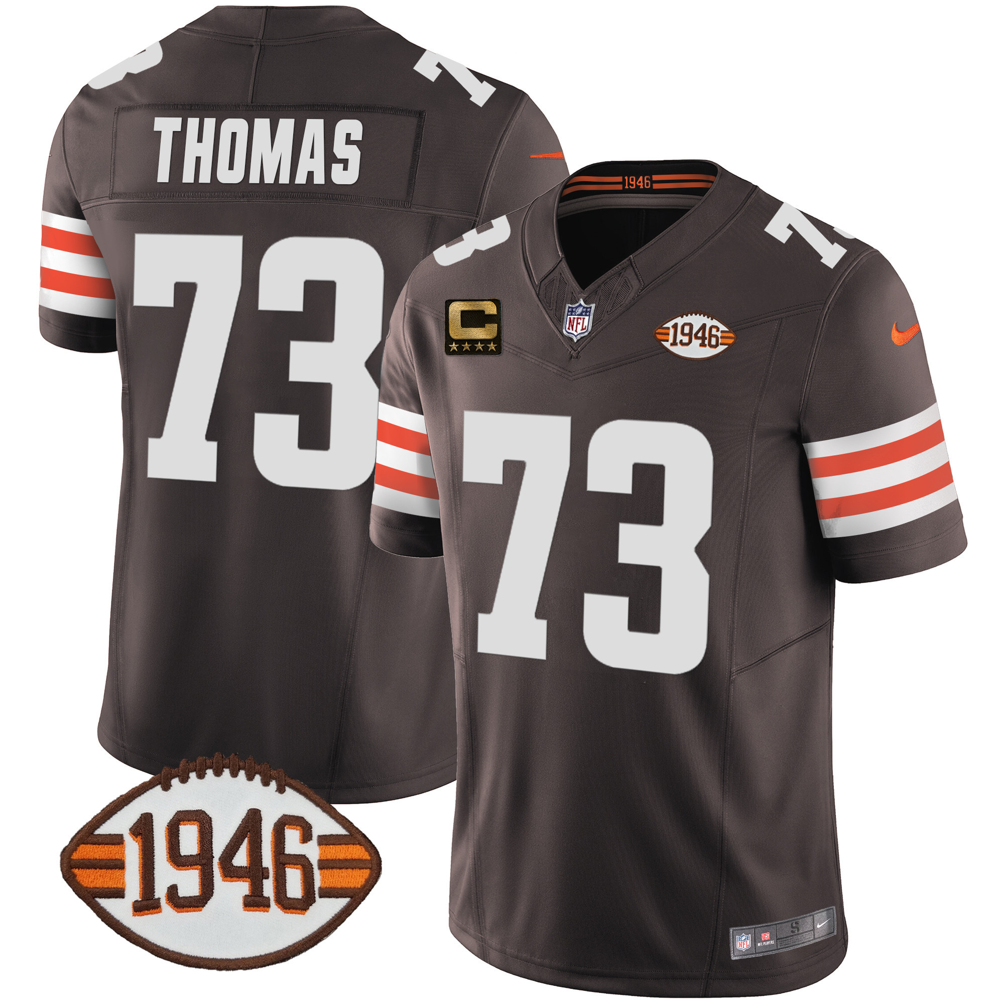 Joe Thomas Men's Cleveland Browns 1946 75th Anniversary Patch Jersey - All Stitched