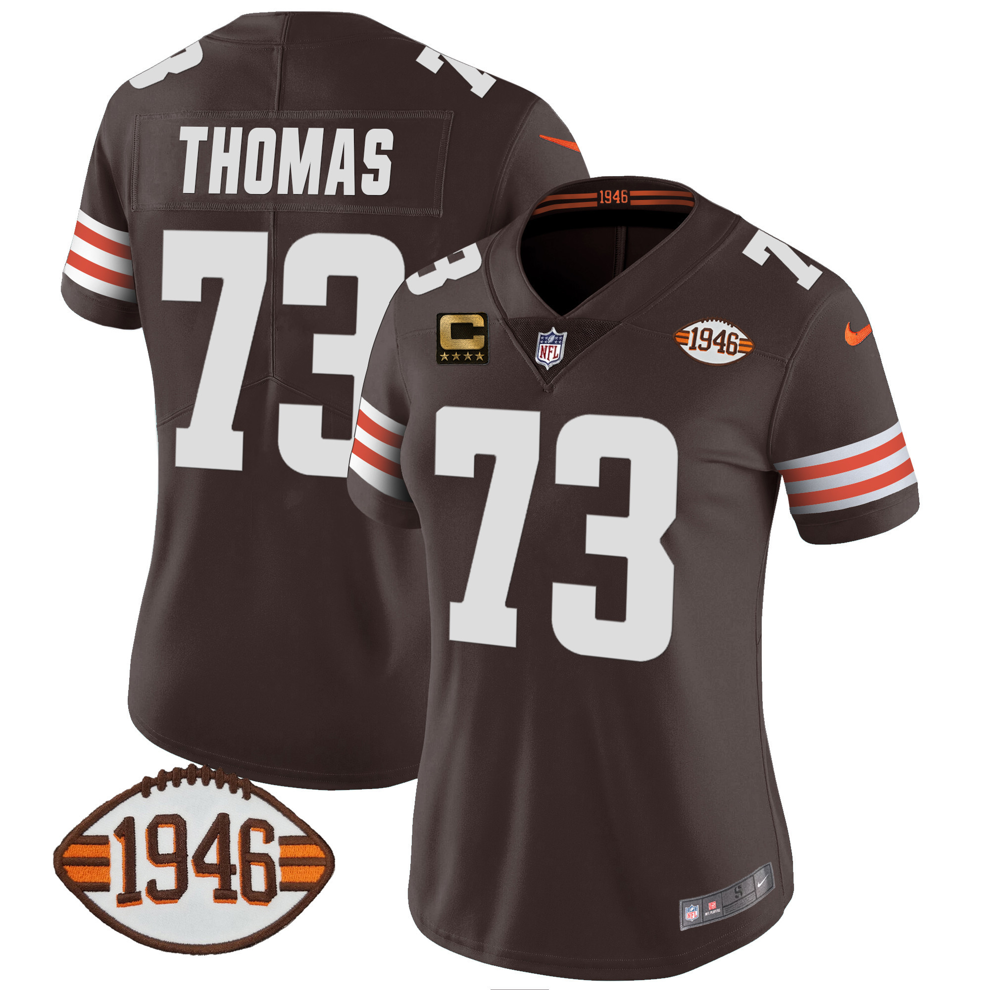 Joe Thomas Women's Cleveland Browns 1946 75th Anniversary Patch Jersey - All Stitched
