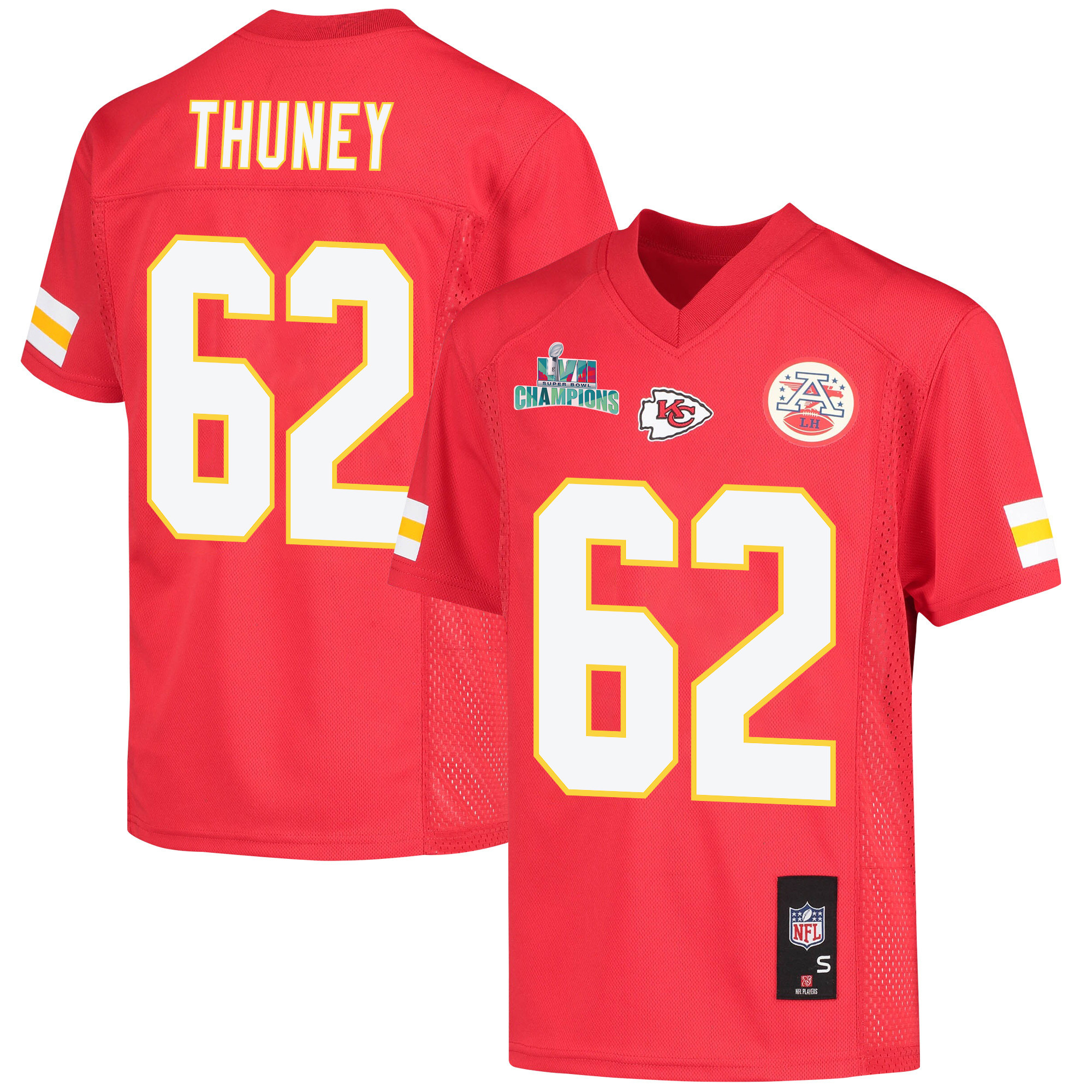 Joe Thuney 62 Kansas City Chiefs Super Bowl LVII Champions Youth Game Stitched Jersey – Red