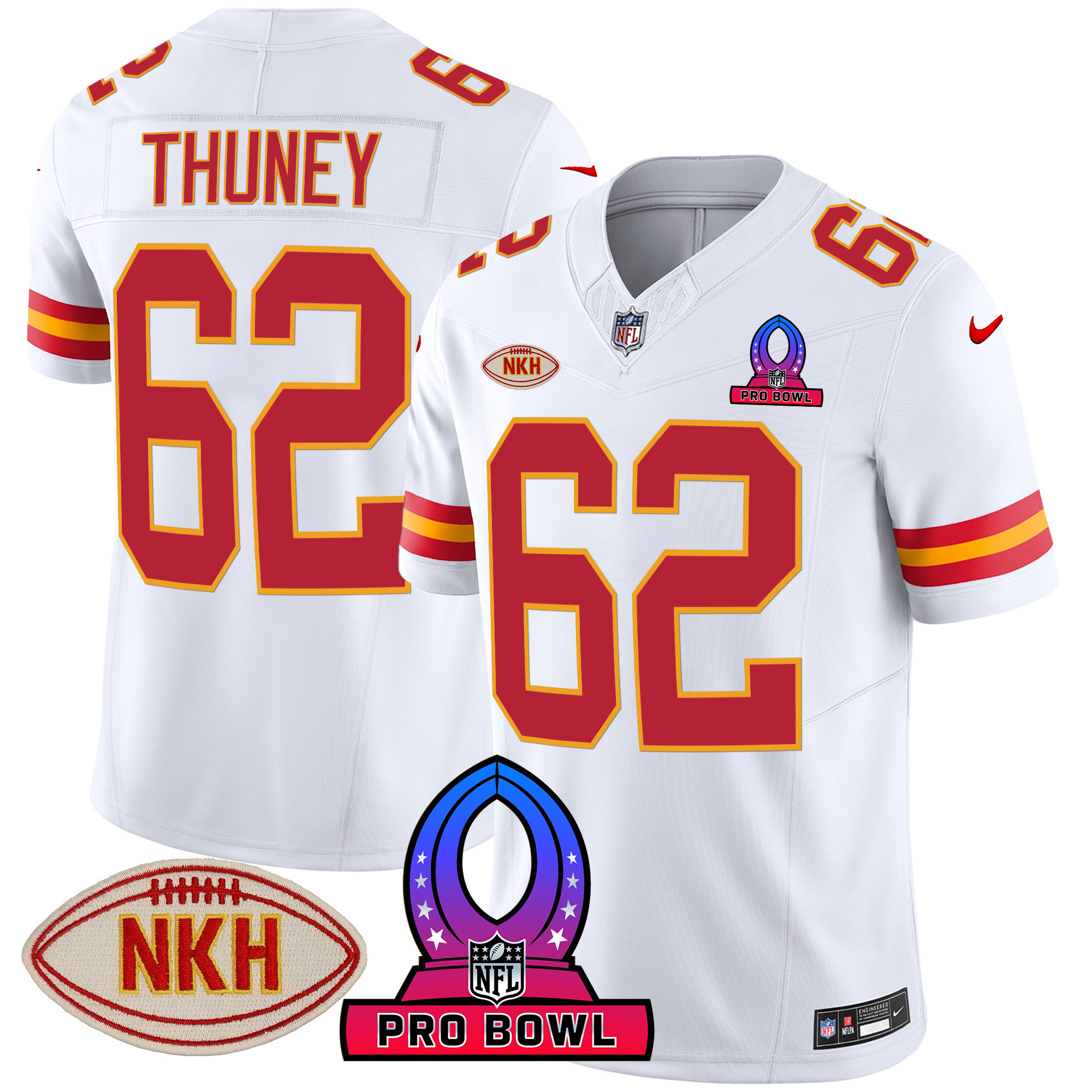 Joe Thuney Men's Kansas City Chiefs 2024 Pro Bowl Patch Vapor White Jersey - All Stitched 