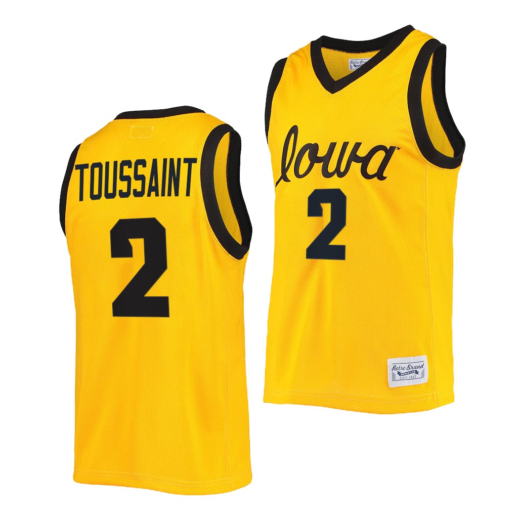 Joe Toussaint #2 Iowa Hawkeyes Commemorative Classic Gold Jersey 2022 College