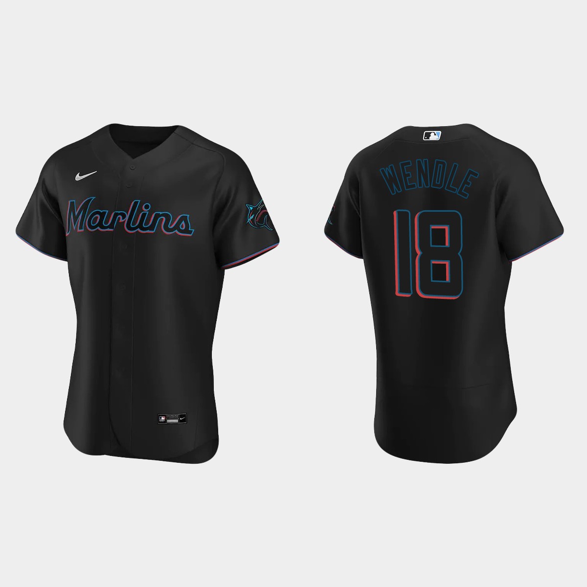 Joe Wendle Miami Marlins Alternate Jersey - Black