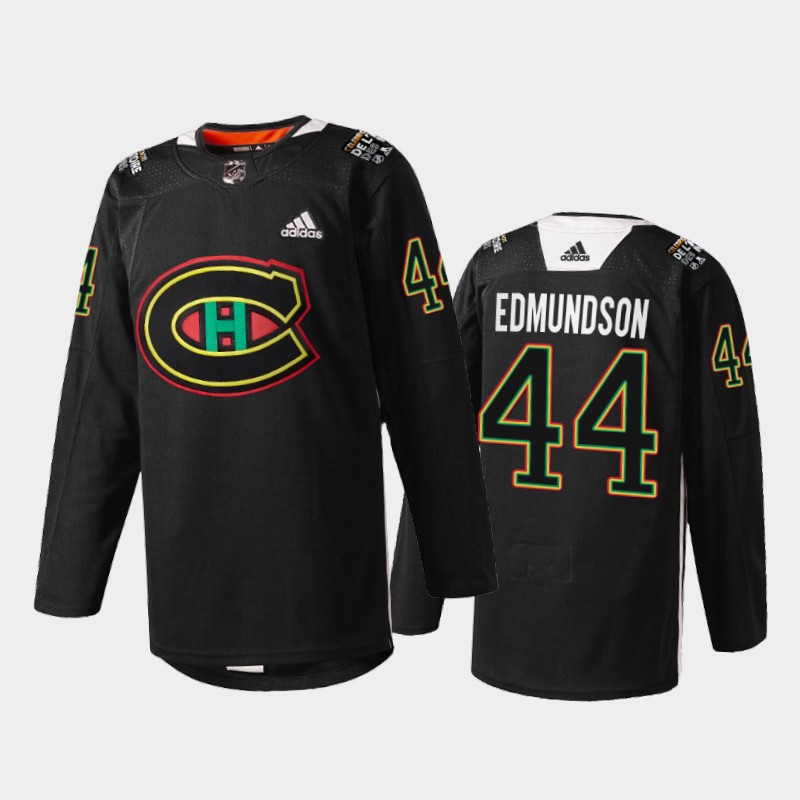 Joel Edmundson Montreal Canadiens Black History Night Jersey Black #44 Warmup