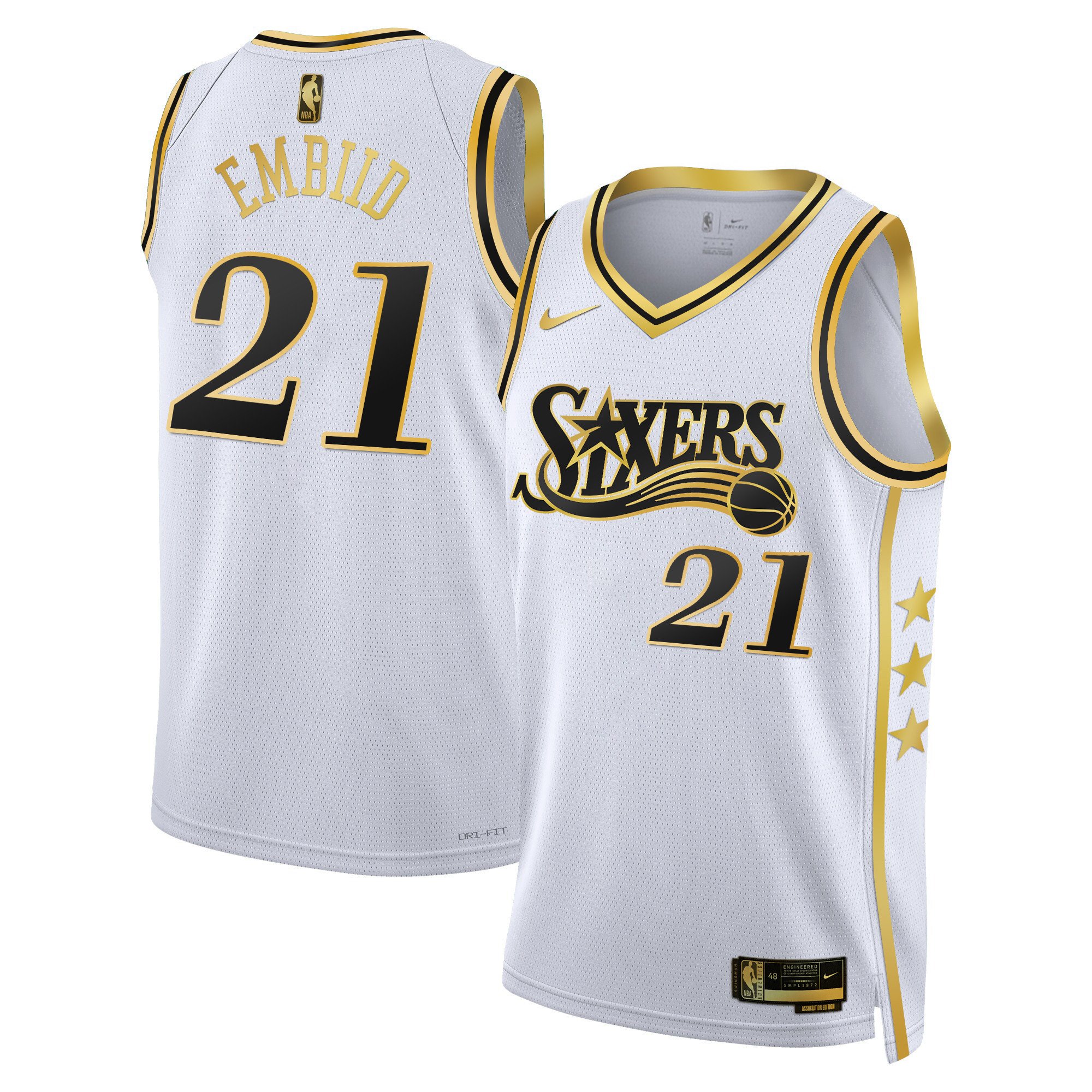 Joel Embiid Men's Philadelphia 76ers Swingman White Gold Jersey - All Stitched