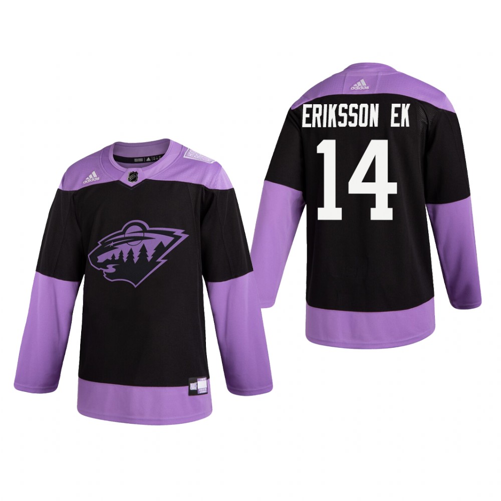 Joel Eriksson Ek #14 Minnesota Wild 2019 Fights Cancer Black Practice Jersey