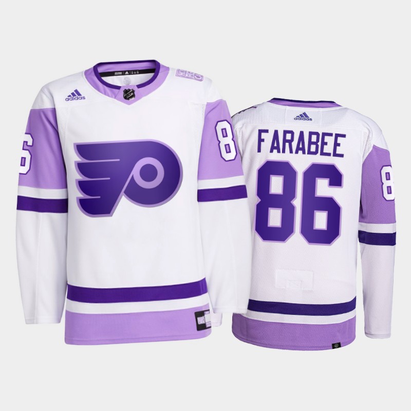 Joel Farabee #86 Philadelphia Flyers 2021 FightsCancer White Primegreen Jersey