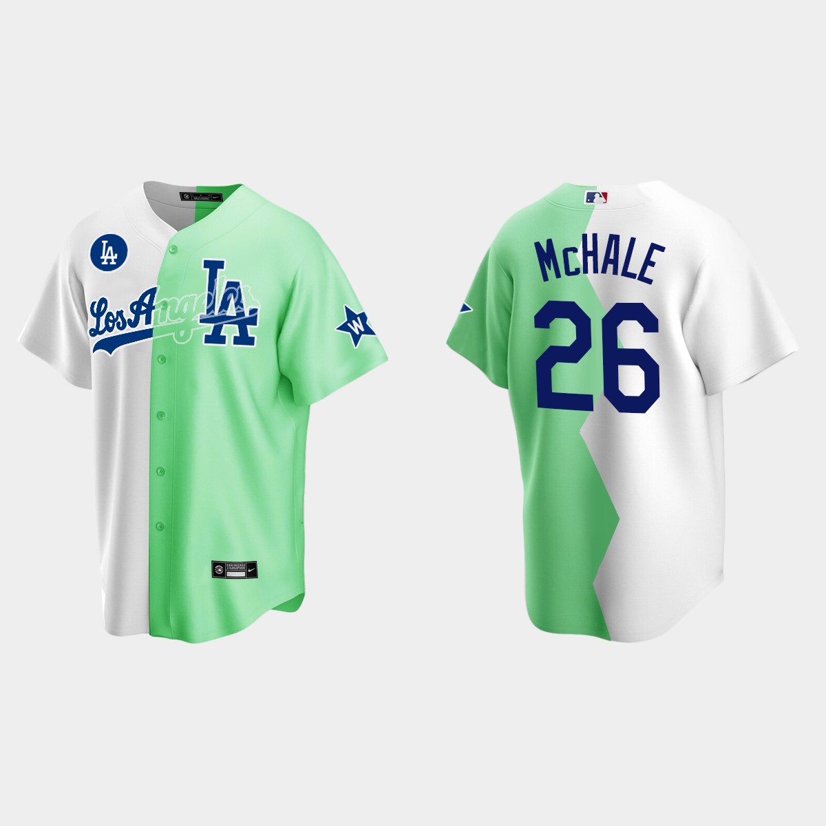 Joel McHale Los Angeles Dodgers 2022 MLB All-Star Celebrity Softball Game Split Jersey - White Green