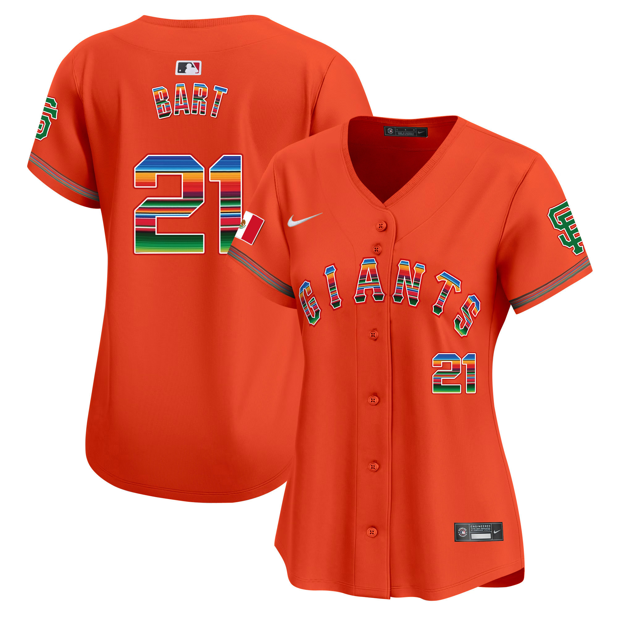 Joey Bart Women's San Francisco Giants Mexico Vapor Premier Limited Orange Jersey - All Stitched