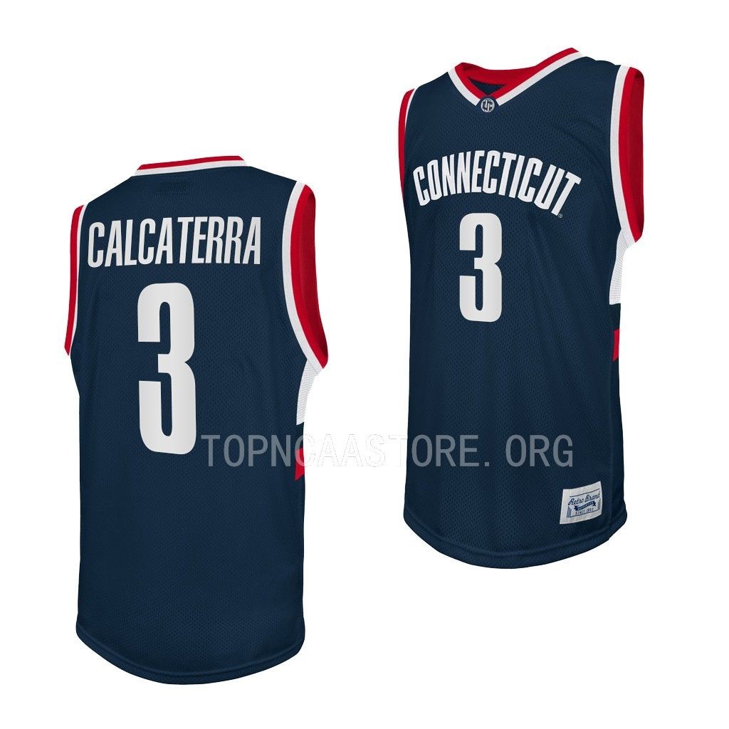 Joey Calcaterra UConn Huskies #3 Navy Retro Jersey 2022-23