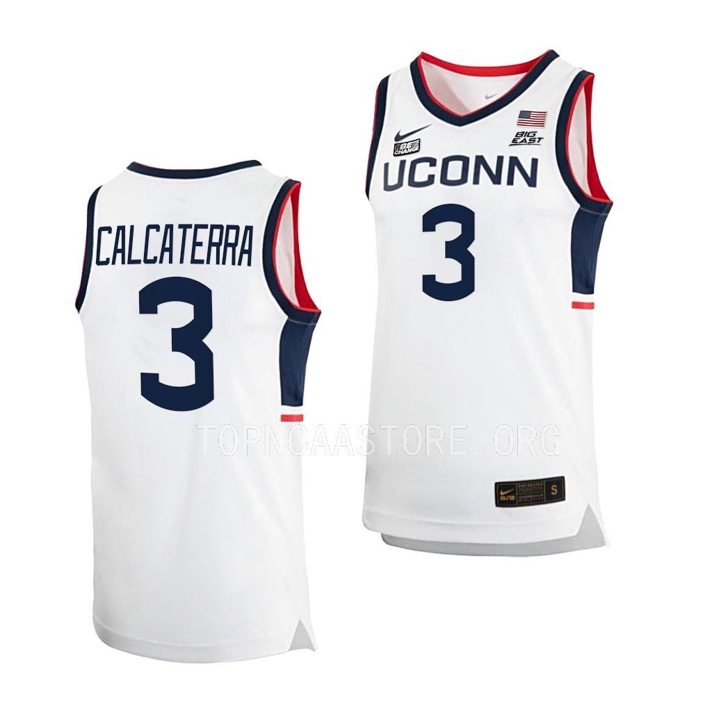 Joey Calcaterra UConn Huskies #3 White Home Jersey 2022-23