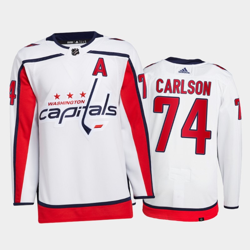 John Carlson Washington Capitals Primegreen Pro Jersey 2021-22 White #74 Away Uniform