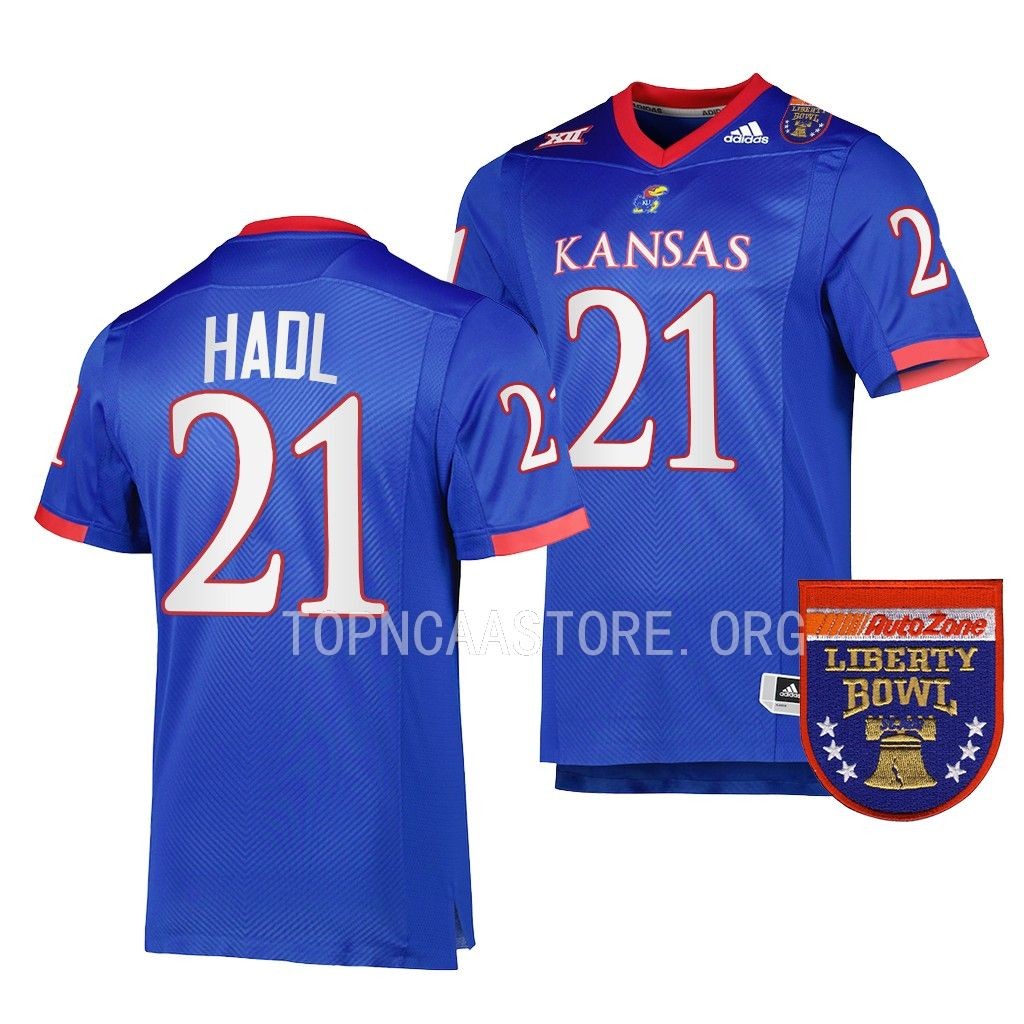 John Hadl Kansas Jayhawks 2022 Liberty Bowl College Jersey Men's Royal #21 Uniform