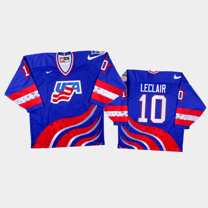John LeClair USA Blue 1996 World Cup Jersey Classic 25th Anniversary