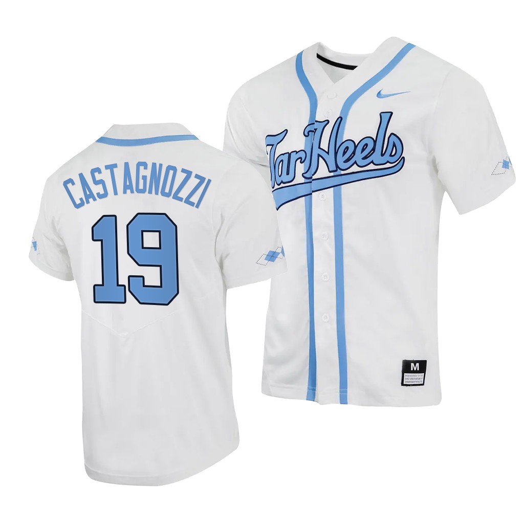 Johnny Castagnozzi North Carolina Tar Heels #19 White College Jersey