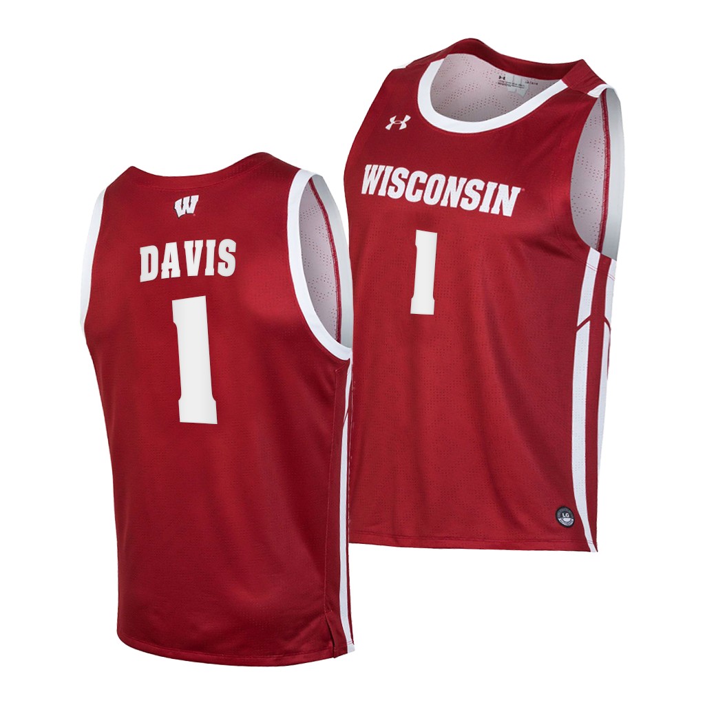Johnny Davis College Wisconsin Badgers #1 Red Jersey