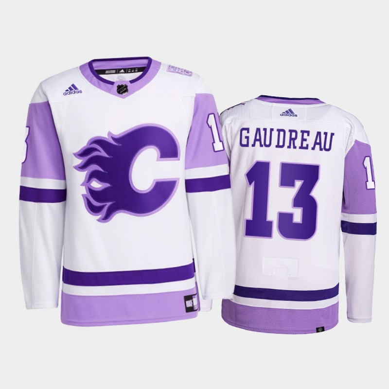 Johnny Gaudreau #13 Calgary Flames 2021 FightsCancer White Primegreen Jersey