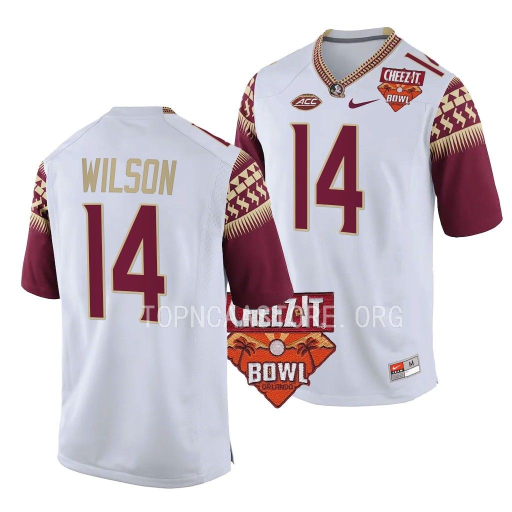 Johnny Wilson Florida State Seminoles 2022 Cheez-It Bowl White Men College 14 Jersey