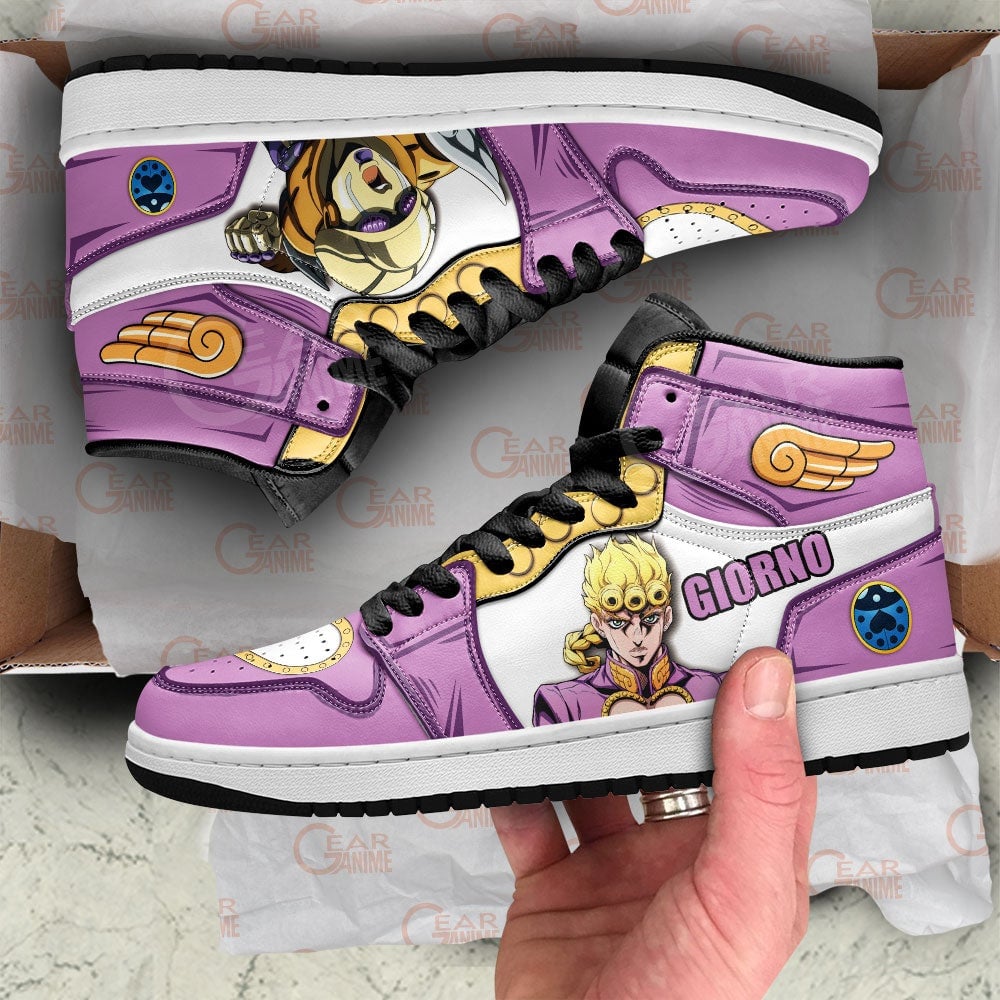JoJo’s Bizarre Adventure Giorno Giovanna JD1s Sneakers Anime Shoes, Air Jordan Hightop