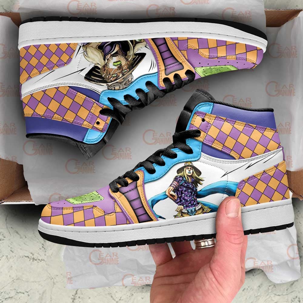 JoJo’s Bizarre Adventure JD1s Sneakers Gyro Zeppeli Anime Shoes, Air Jordan Hightop