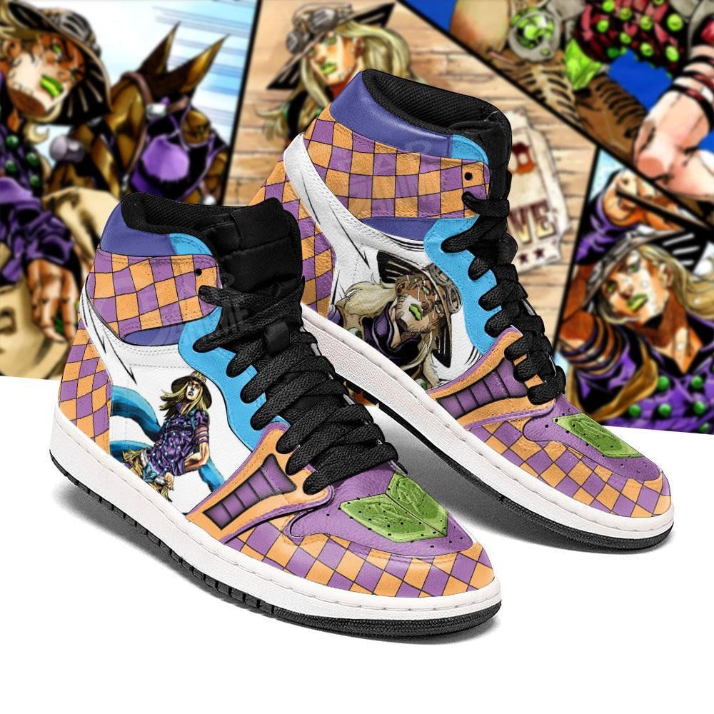 JoJo’s Bizarre Adventure JD1s Sneakers Gyro Zeppeli Anime Shoes, Air Jordan Hightop