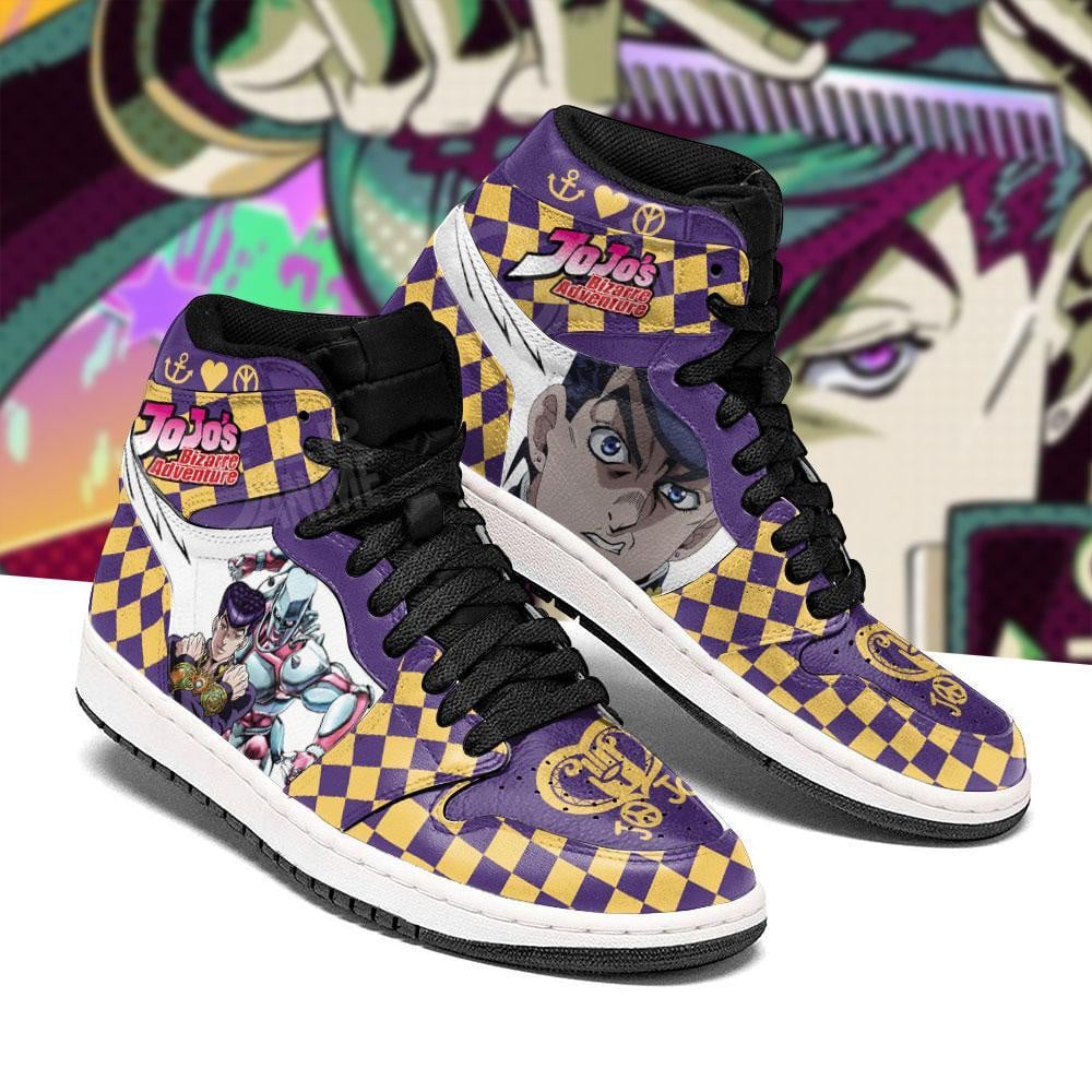 JoJo’s Bizarre Adventure JD1s Sneakers Josuke Higashikata Anime Shoes, Air Jordan Hightop