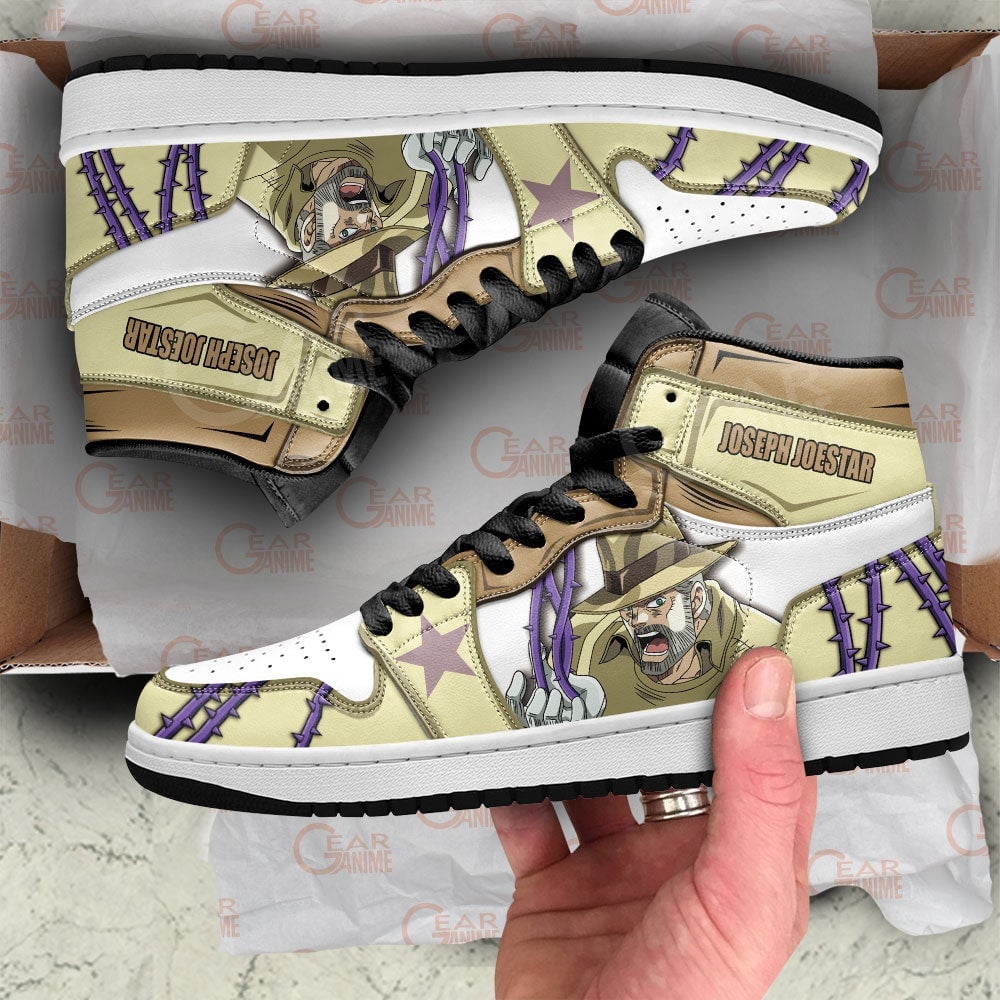 JoJo’s Bizarre Adventure Joseph Joestar Old JD1s Sneakers Anime Shoes, Air Jordan Hightop
