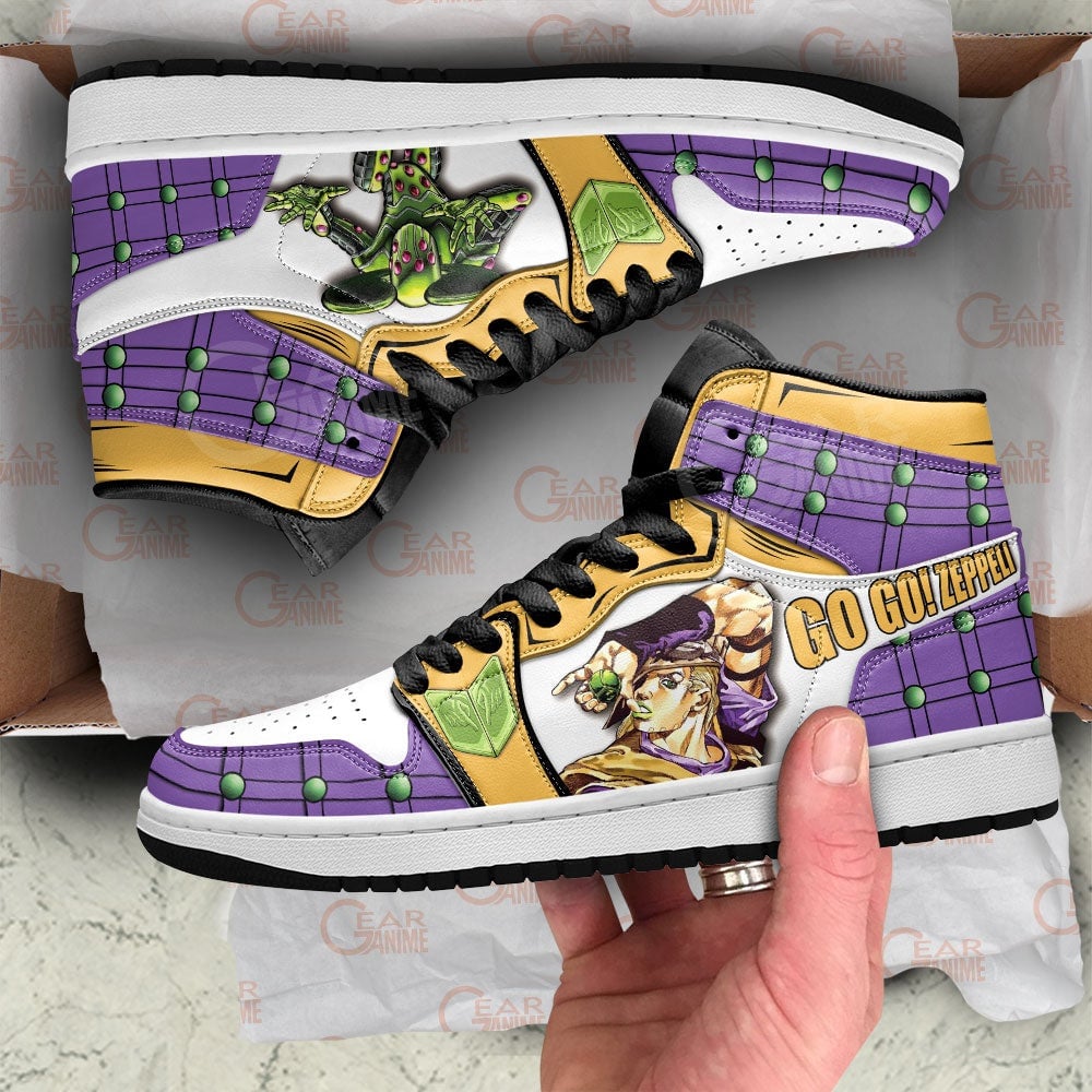 JoJo’s Gyro Zeppeli Anime JD1s Sneakers For JJBA Fans, Air Jordan Hightop
