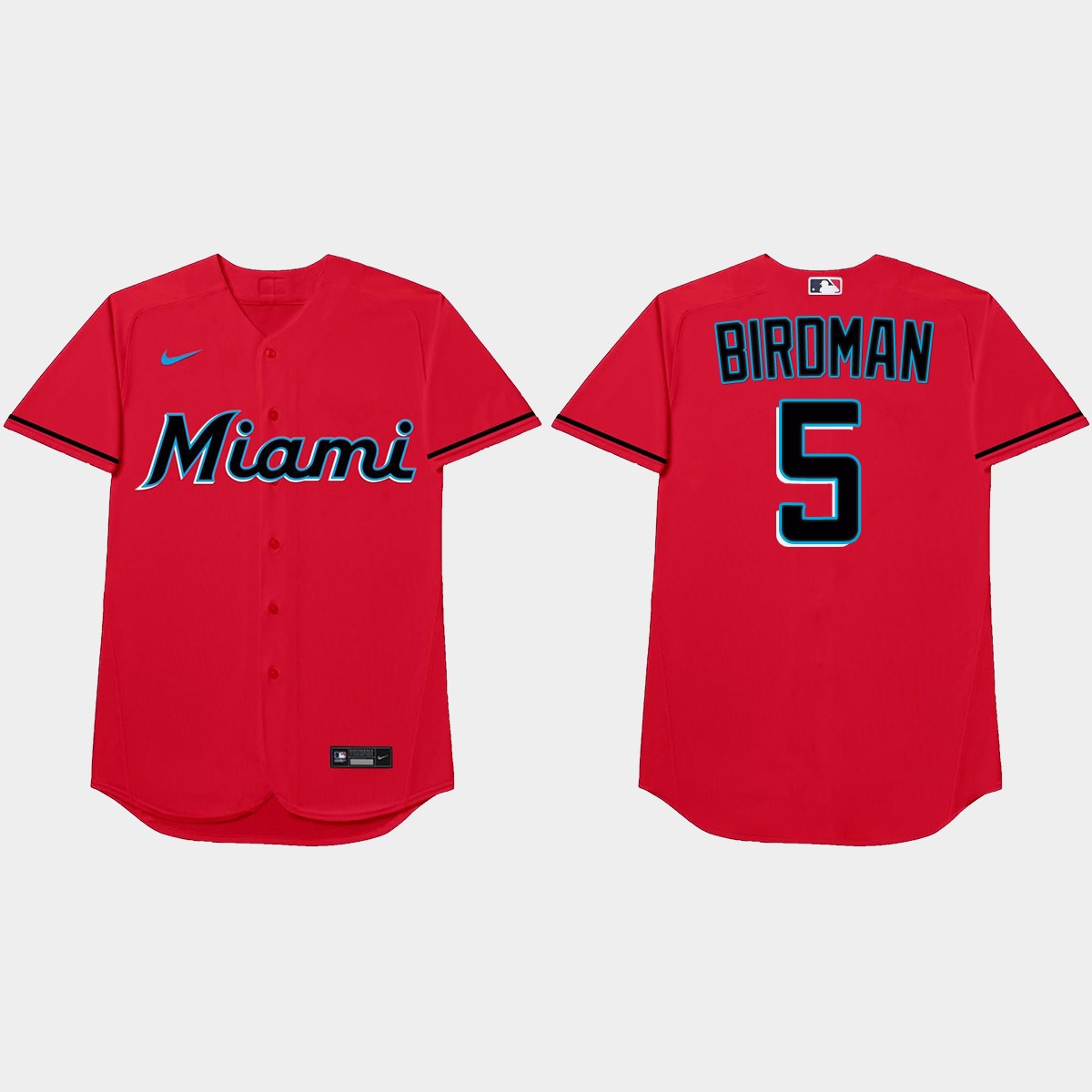 Jon Berti Nickname Marlins 2021 Players' Weekend Birdman Jersey - Red