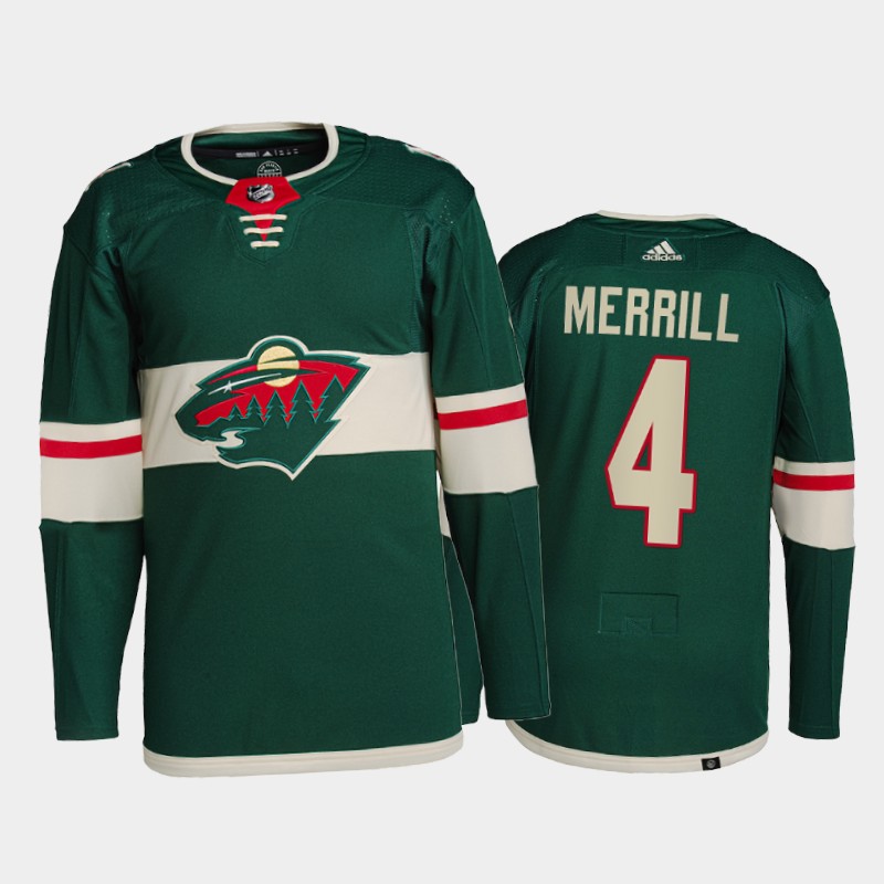 Jon Merrill Minnesota Wild Primegreen Pro Jersey 2021-22 Green #4 Home Uniform