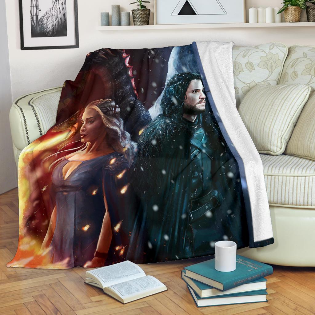 Jon Snow And Mother Of Dragon Sherpa Blanket Cozy Blanket Fleece Blanket