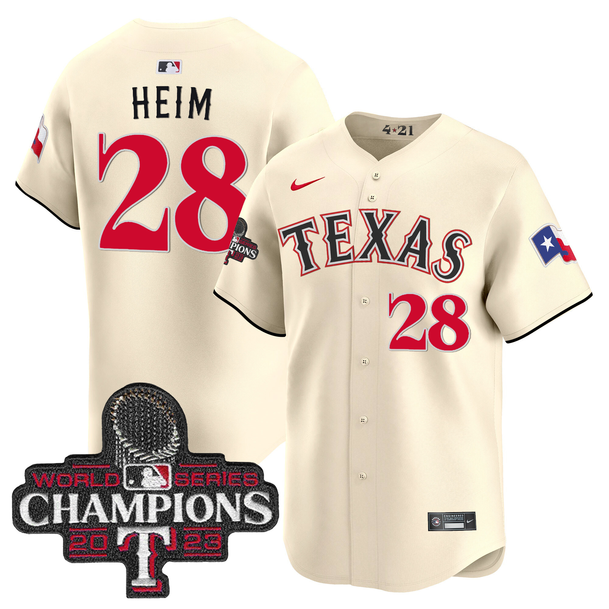 Jonah Heim Men's Texas Rangers 2023 World Series Champions City Connect Vapor Premier Limited Cream Jersey - All Stitched