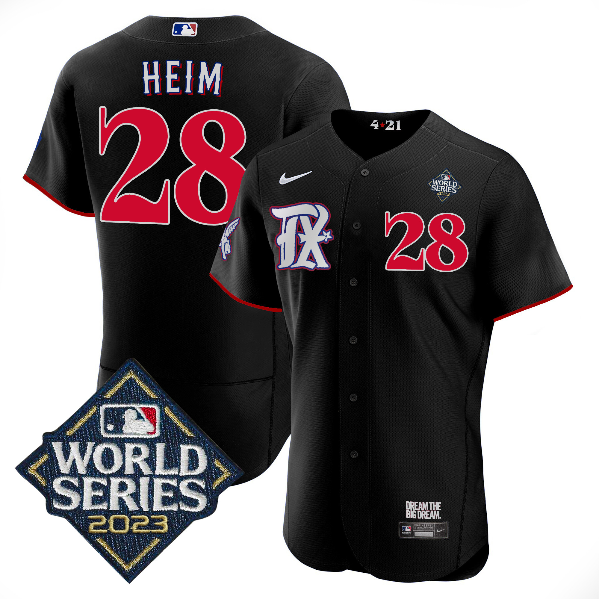 Jonah Heim Men's Texas Rangers 2023 World Series City Connect Flex Base Black Jersey - All Stitched