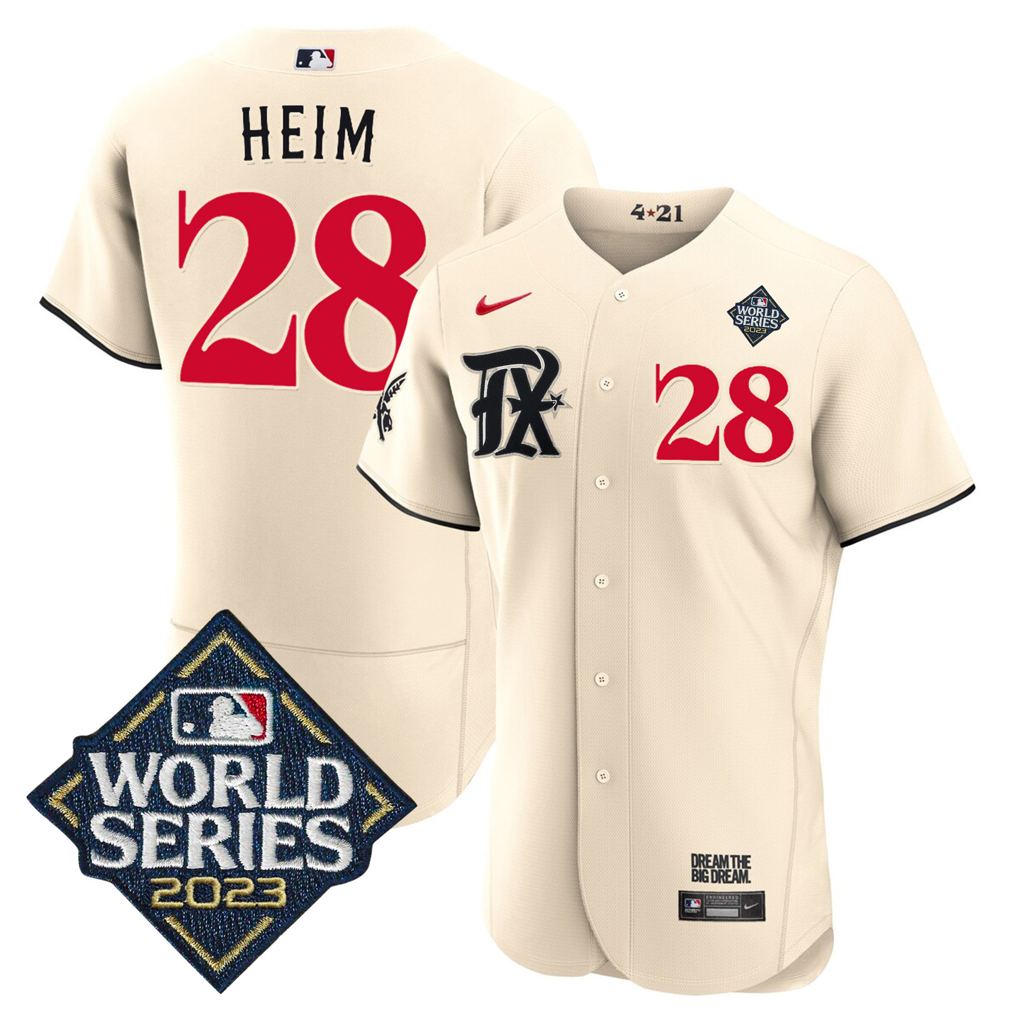 Jonah Heim Men's Texas Rangers 2023 World Series City Connect Flex Base Cream Jersey - All Stitched