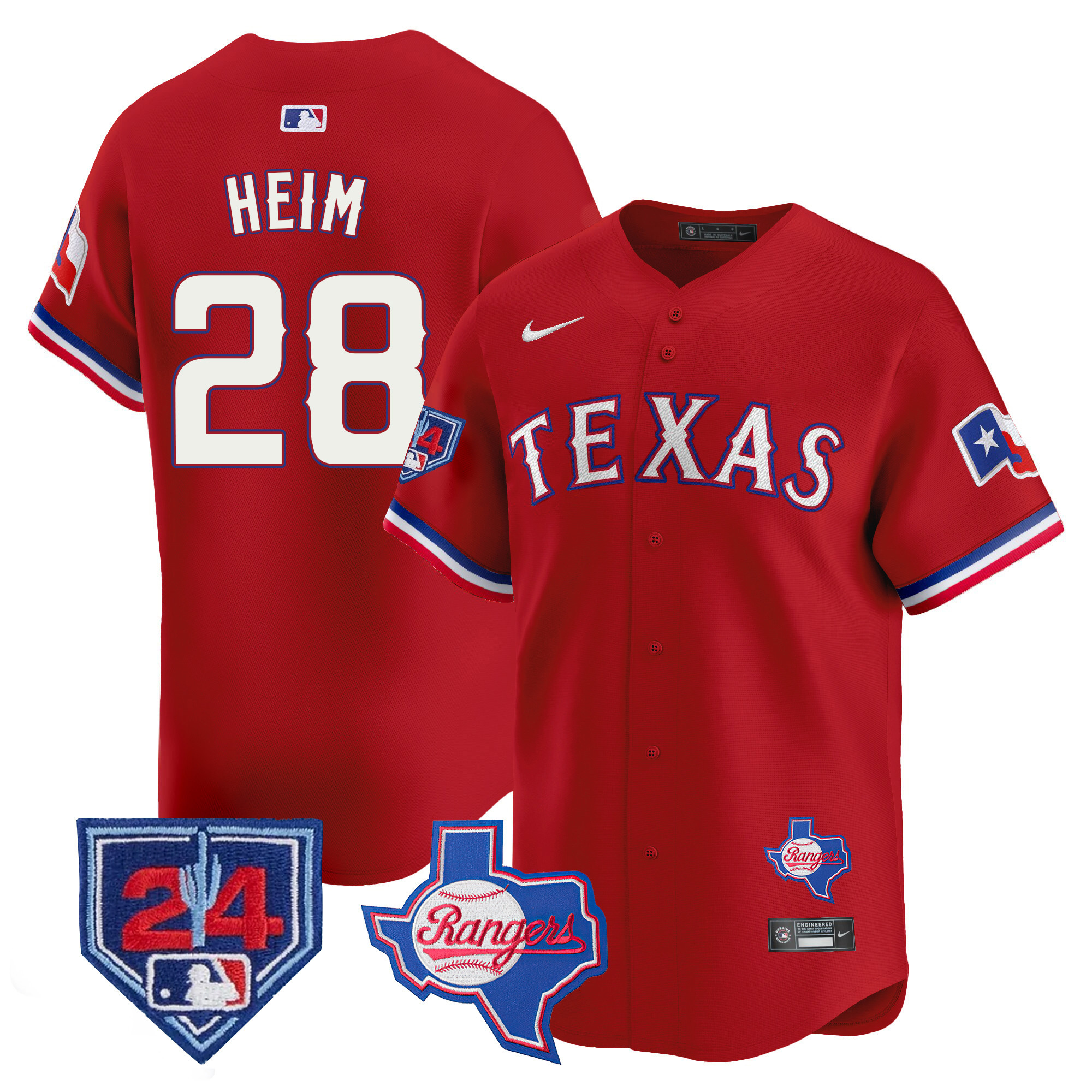 Jonah Heim Men's Texas Rangers 2024 Spring Training Patch Vapor Premier Limited Red Jersey - All Stitched