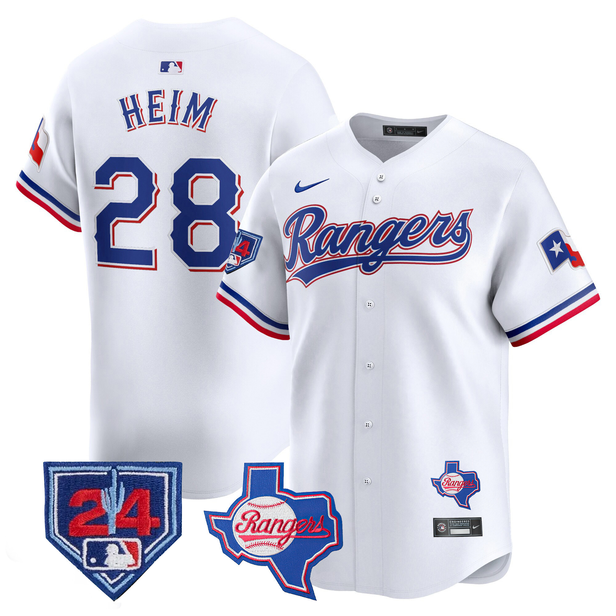Jonah Heim Men's Texas Rangers 2024 Spring Training Patch Vapor Premier Limited White Jersey - All Stitched